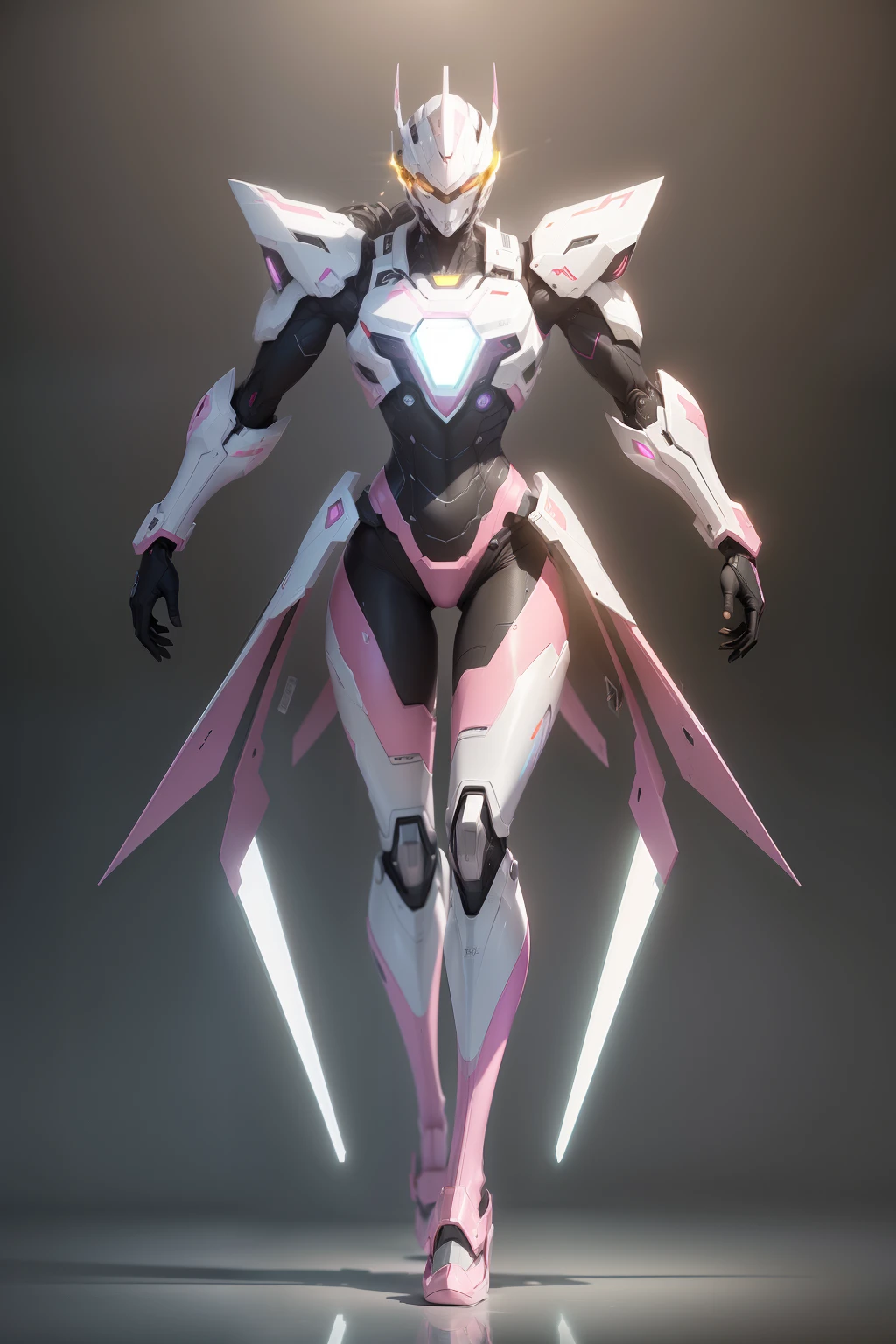 (full body:1.5)，mecha，(A high jump posture:1.3),(In pink|amarelo|blue colors|green color|red colour|white colors|black in color|purpleish color|greys|Beige|Flesh color 1.4)，(Skin reflection:1.25)，hyper HD, Ray traching, reflective light，structurally correct, Award-Awarded, high detal, lightand shade contrast, Face lighting，cinmatic lighting, tmasterpiece, super detailing, high high quality, high detal, best qualityer, 16k，high contrast,