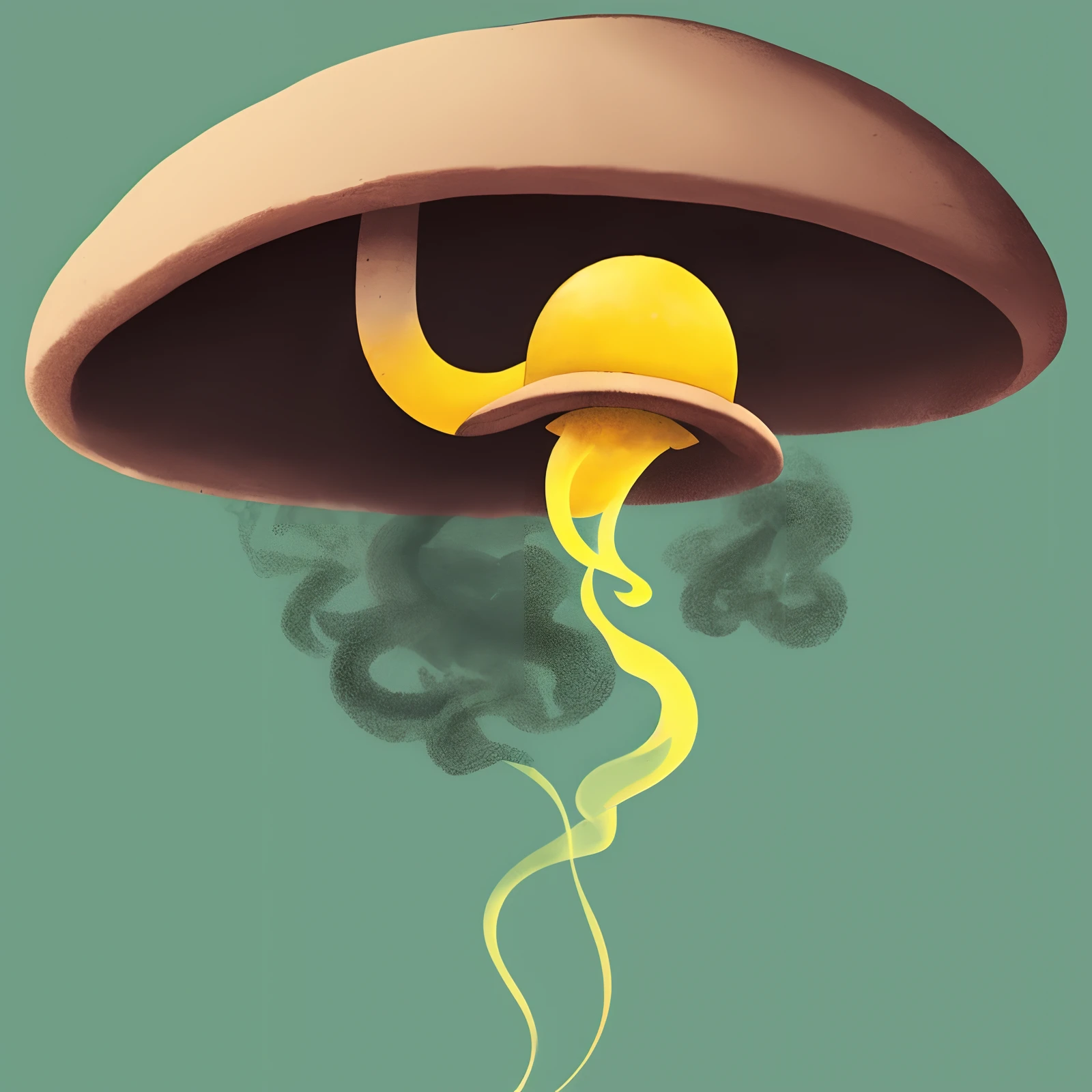 Mushroom with low eye and smoking and smoke coming out of your mouth