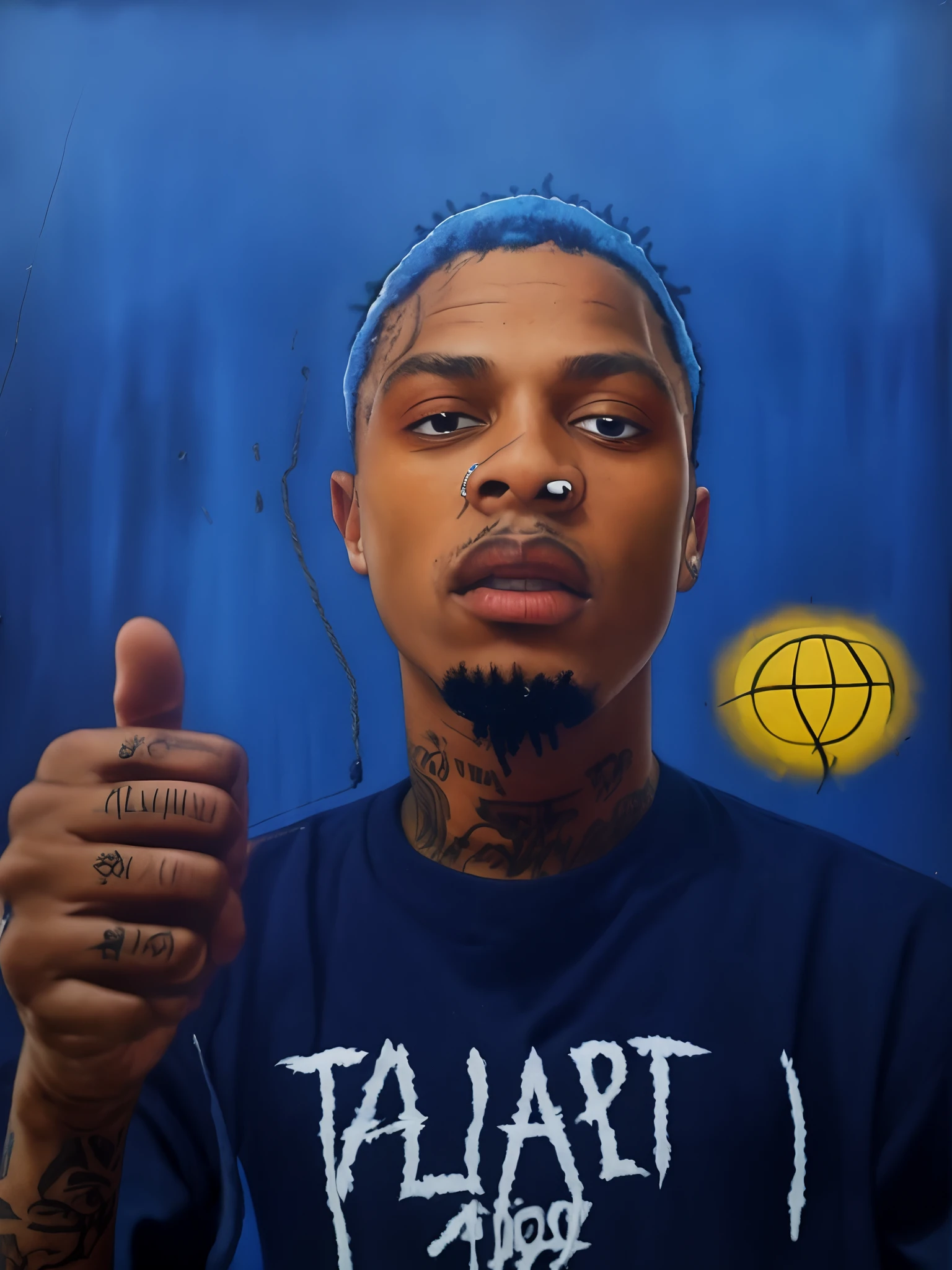 arafed man with blue dreads and a black hoodie, xxxtentacion, trippie redd, playboi carti, playboi carti portrait, wiz khalifa, syd, lil uzi vert, blue dreadlocks, taken in the early 2020s, jean michel basquiat, tyler, jean - michel basquiat, dark blue skin