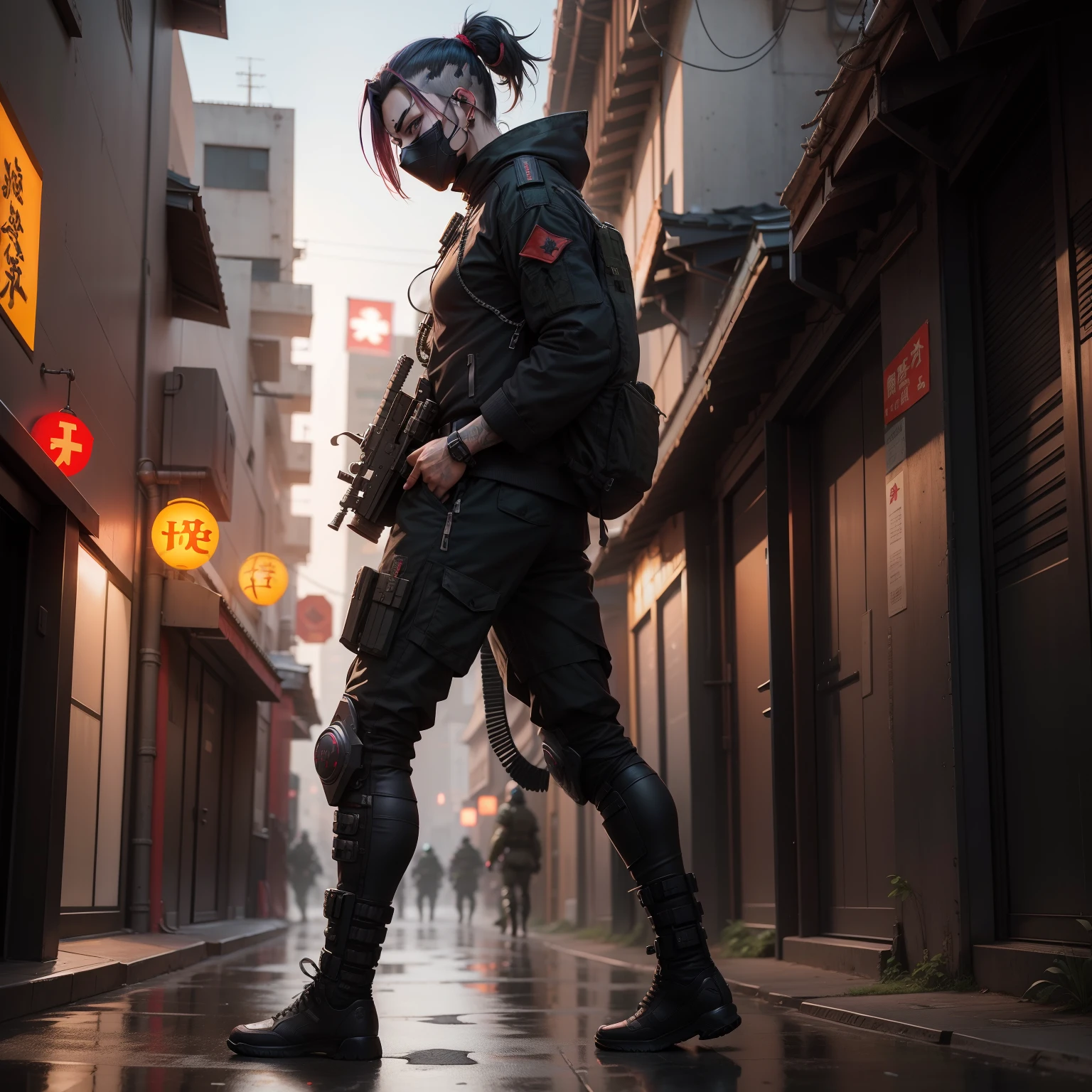 ninja trage militar cyberpunk shonnen