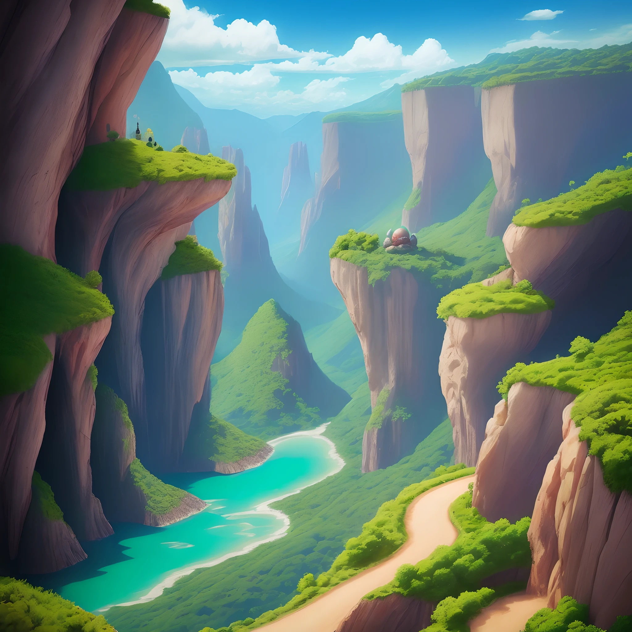 Paisagem,estilo Dragon Ball