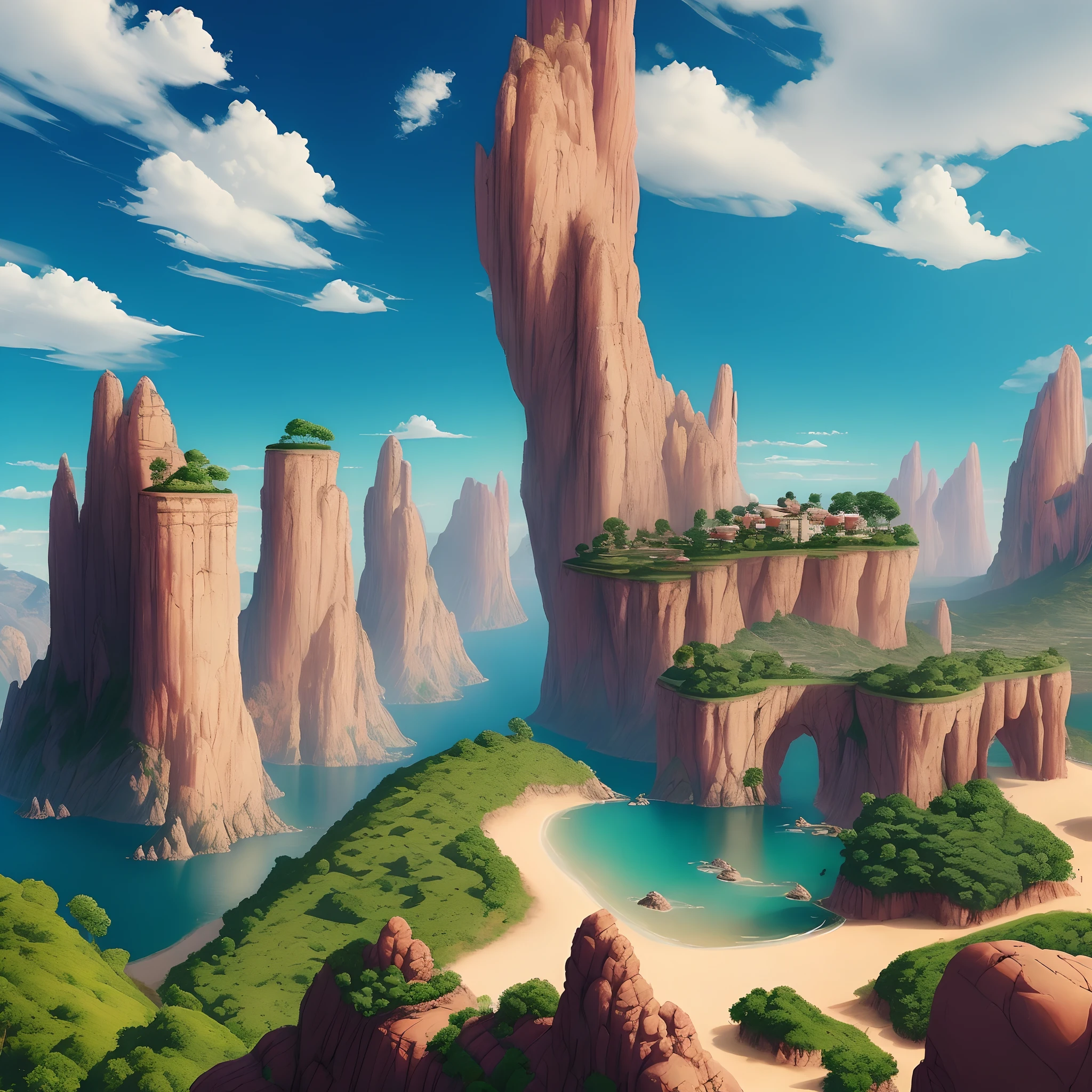 Paisagem,estilo Dragon Ball
