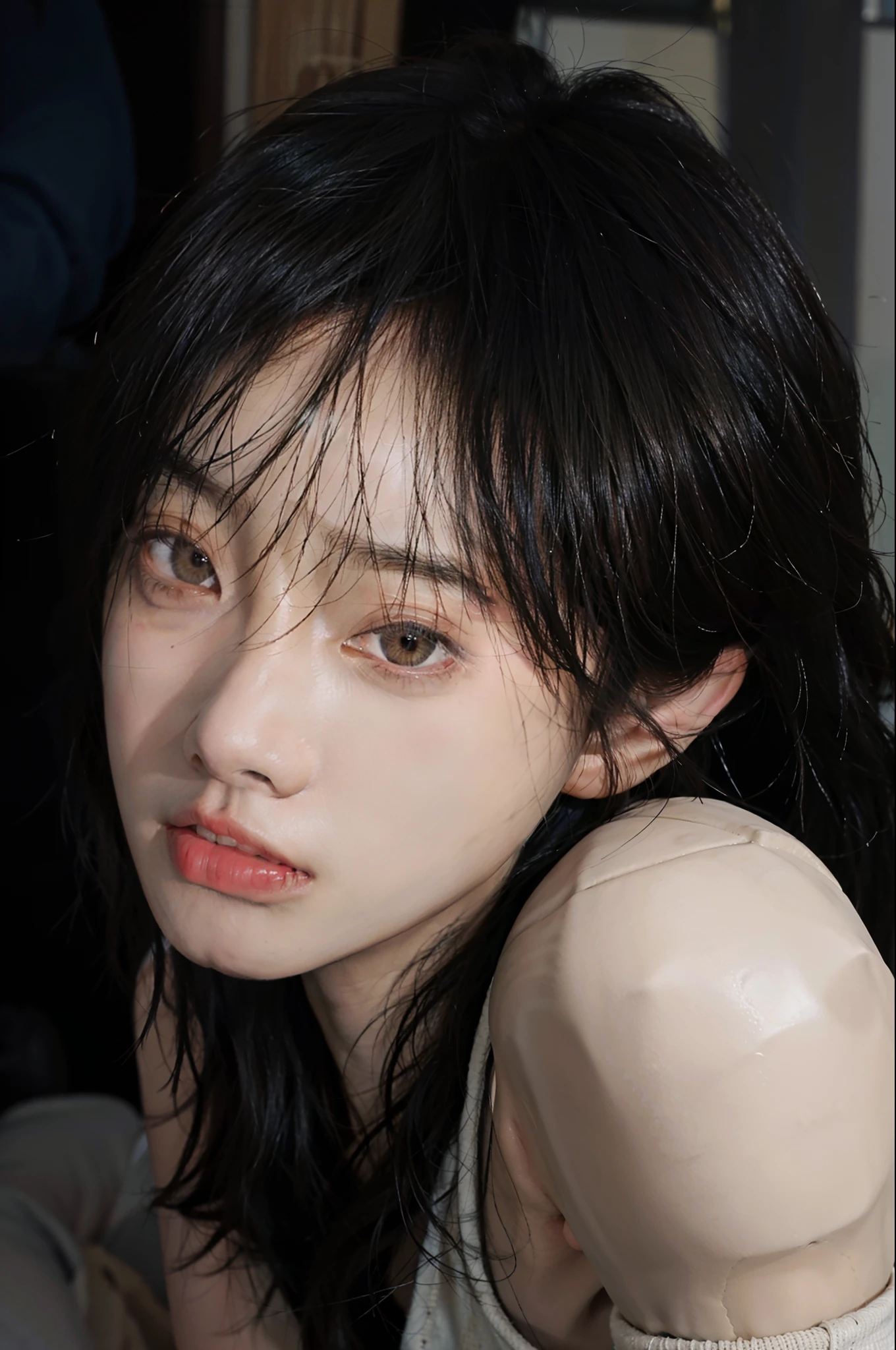 8K分辨率、A masterpiece of the best quality,Showcases realism and authentic skin texture,FilmGrainEffect,A close-up of a girl,Emphasize beautiful eye and face details,Wear sportswear,Highlight slim figures and skinny images。