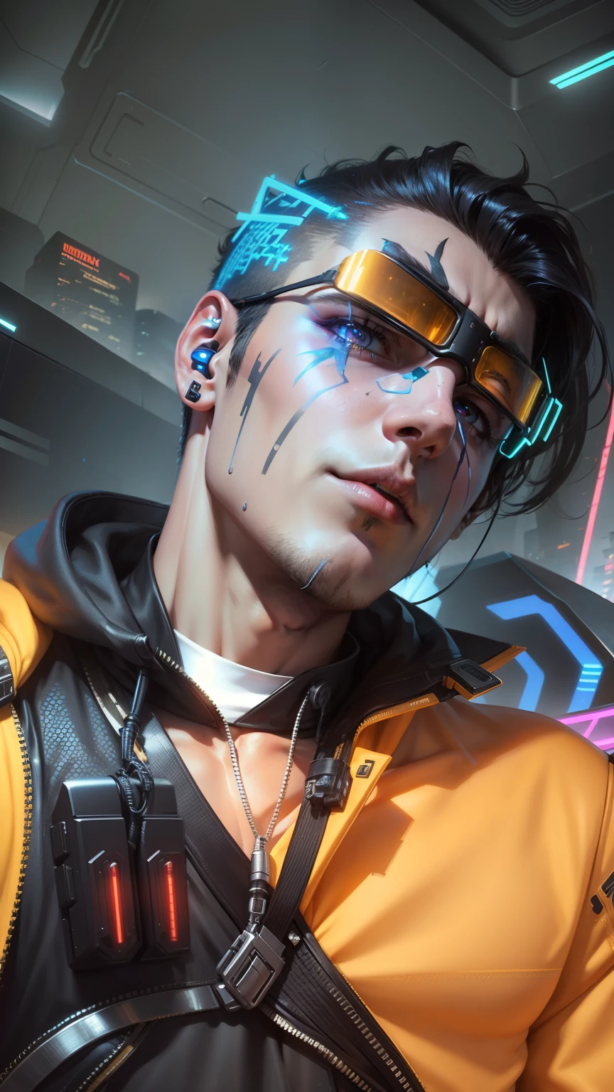 Change backround cyberpunk handsome boy reistic face 8k ultra realistic