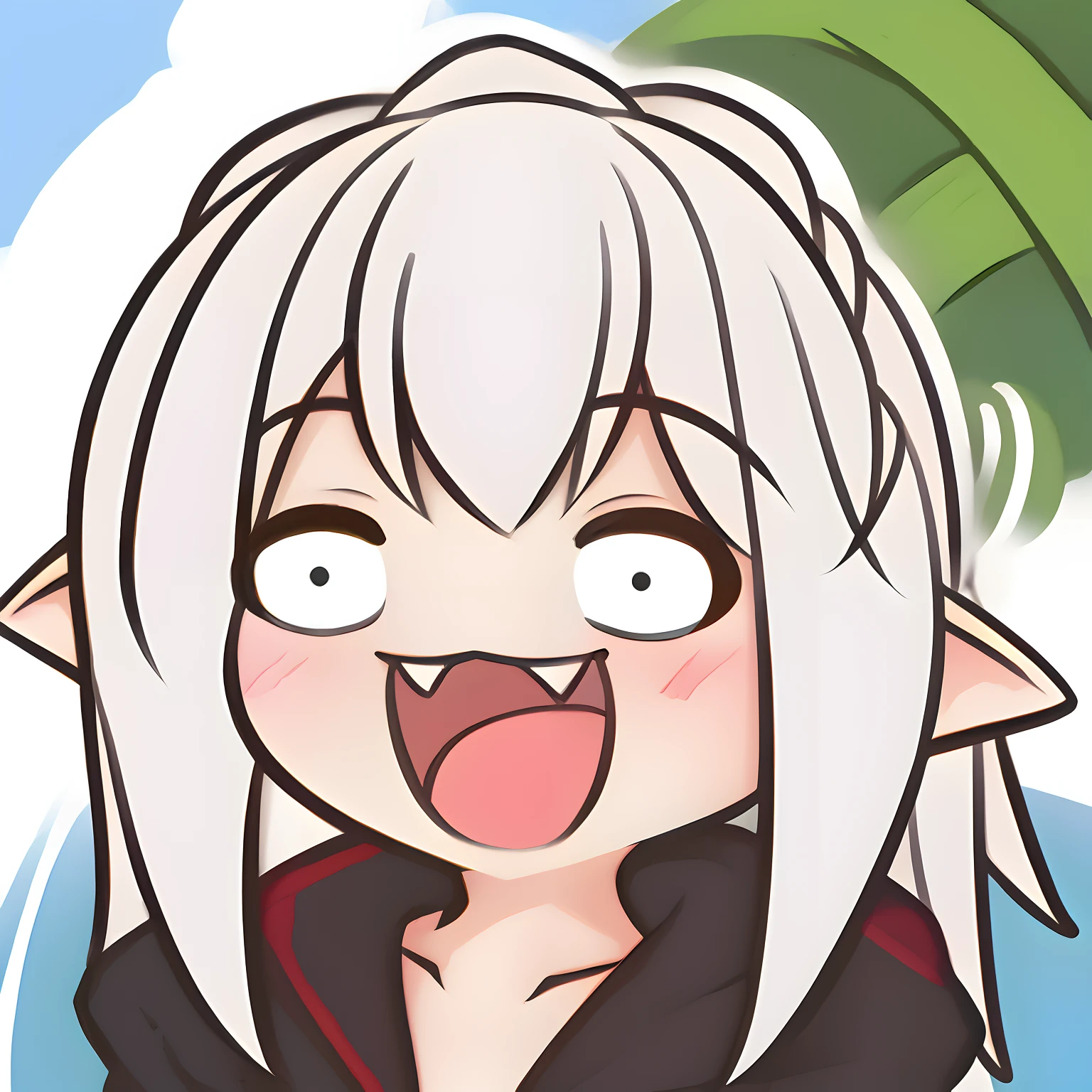 obra-prima, melhor qualidade, rindo, cabelo grisalho, retrato, highres, chibi, laugh, laughing