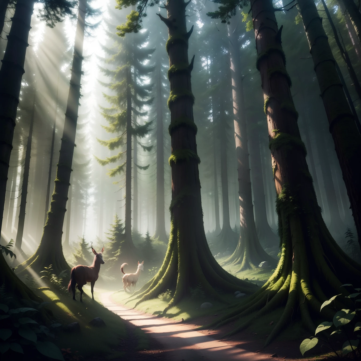 ln the forest,in the early morning,dingdall effect,critters