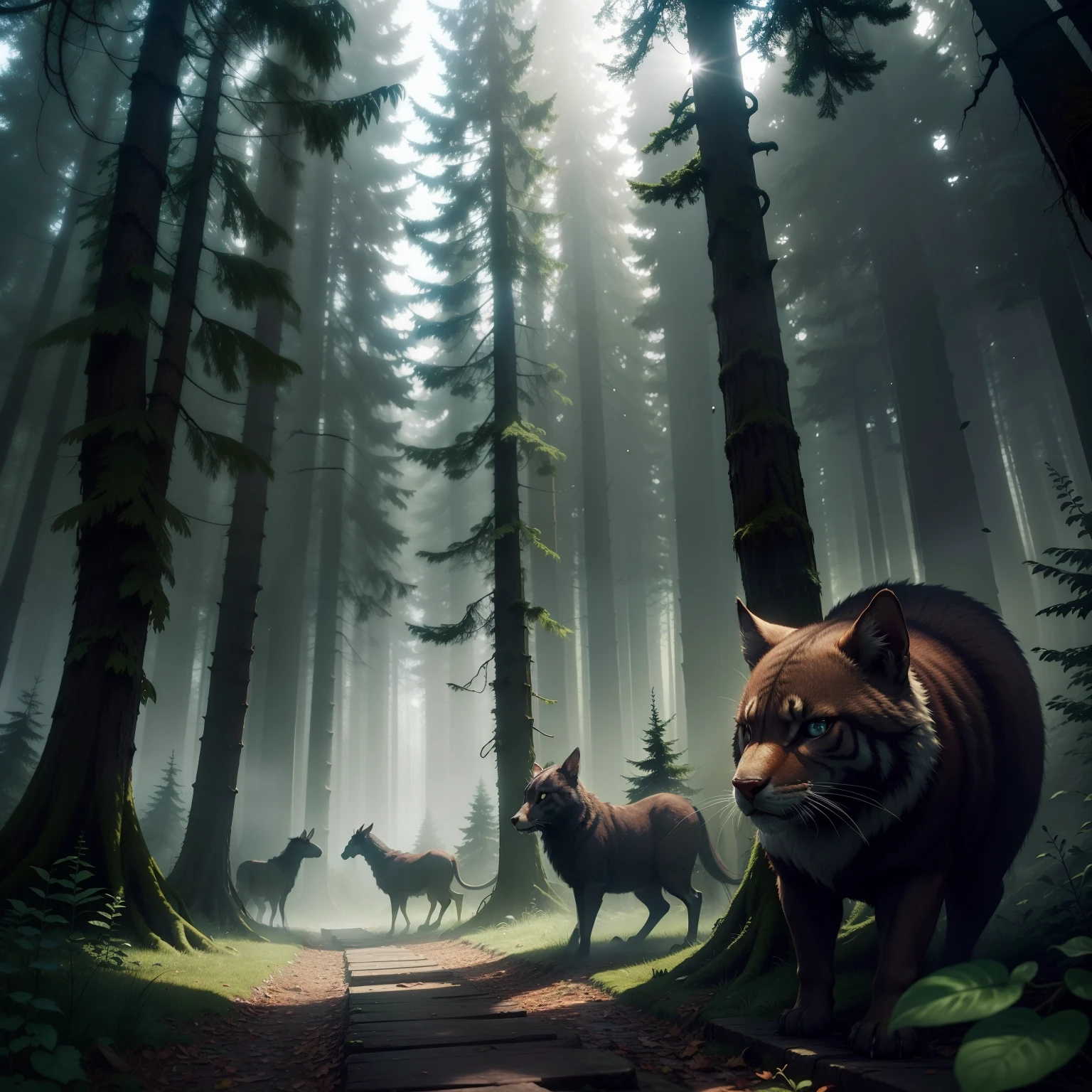 ln the forest,in the early morning,dingdall effect,critters