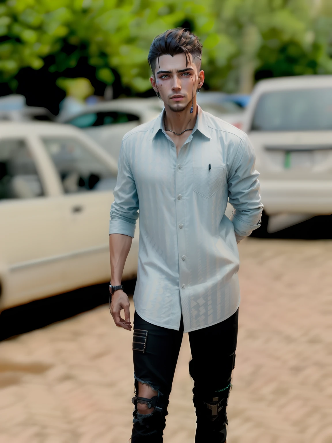 Cyberpunk style, handsome boy, 8k, keep face, ultra realistic,