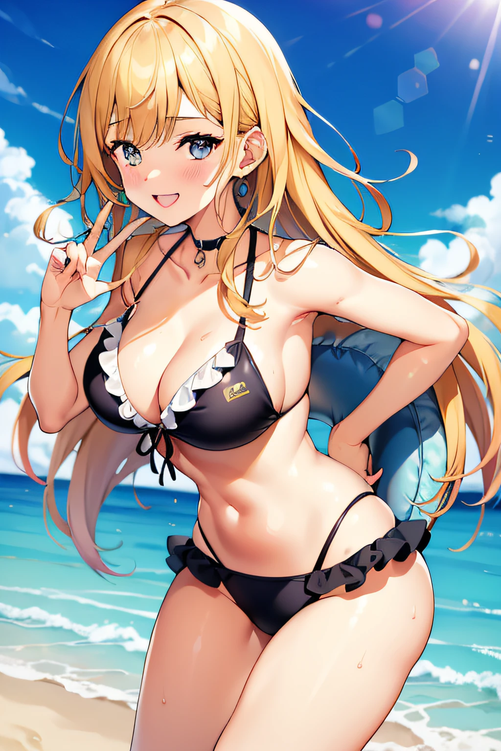 (((Best quality))), ((Ultra-detailed)), ((illustration)), ((Disheveled hair)), ((frilld)), (1 girl), (Solo),
beach,
blue_sky,
cloud,
cloudy_sky,
day,
horizon,
looking_at_viewer,
ocean,
outdoors,
sky,
solo,
v,
water,
rating:safe,
swimwear,
Swimming_circle,
Swimming,