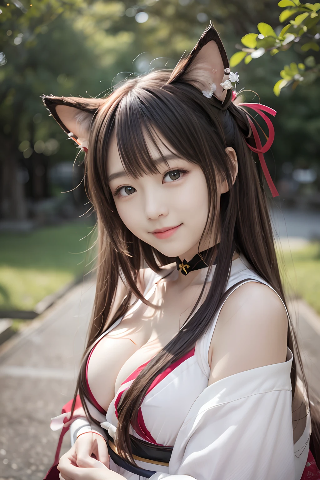 cat ear、japanes、High-quality photos、a smile、a beauty girl
