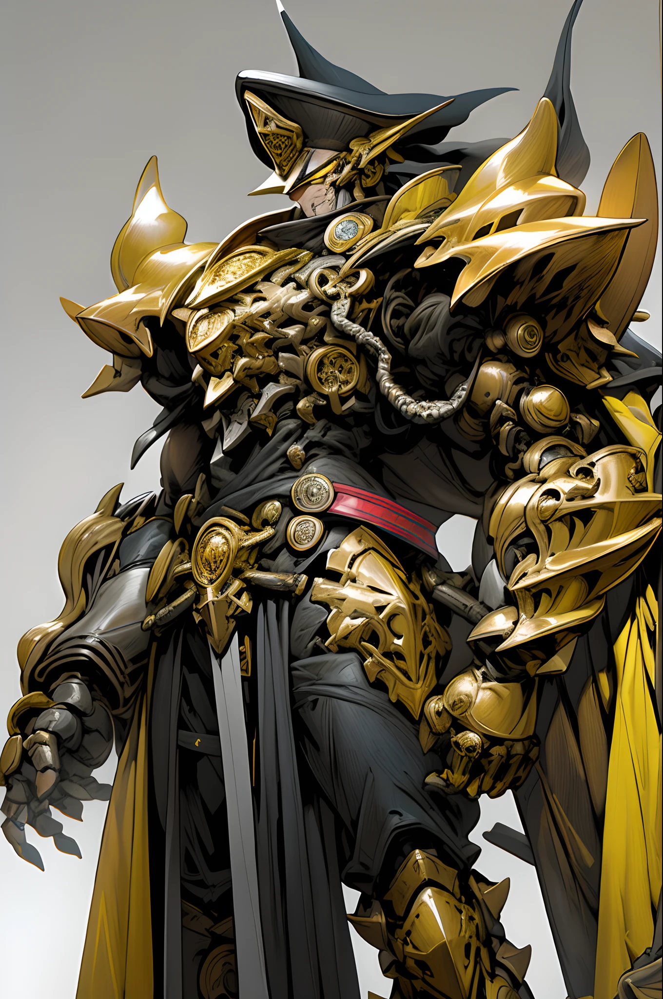 armaduras do e amarelo ,his hands hold a broad spear of heavy armor, oda_smoll,hat,rmilitary uniform Amarelo, uma luz vermelha ardente: 1.2, os olhos emitem luz vermelha deslumbrante: 0.8, desenho bidimensional 3D, The yellow military robe near his shoulders sways in the wind, desenho de anime, Chiaroscuro, efeitos especiais de luz, mecha detalhado e requintado, Military cap on head, fonte de luz nos olhos,  Retrato de frente, Corpo inteiro