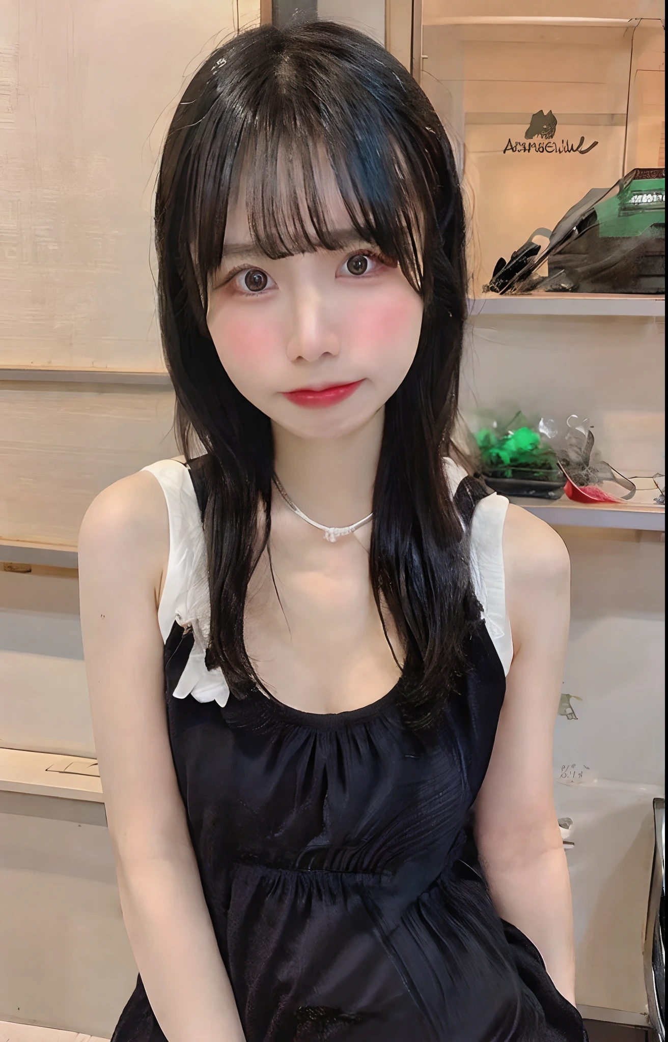 Alafif's Asian woman in black dress sitting on a chair、beautifull asian girl ever、Japan person model、goddess of Japan、open v chest dress、Beautiful Asian Woman、An Asian girl、Young sensual gravure idol、She wears a black tank top、奈良美智、Tight black tank top、Black bra、the face of a beautiful Japanese girl