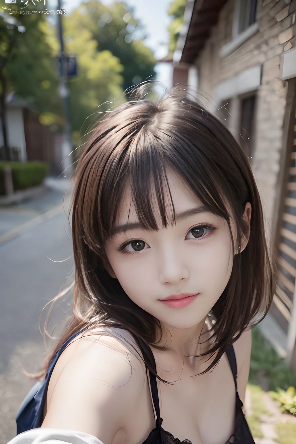top-quality、masterpiece、超A high resolution、(Photorealsitic:1.4)、1girl in、shoulder、enticing、looking in camera、smil