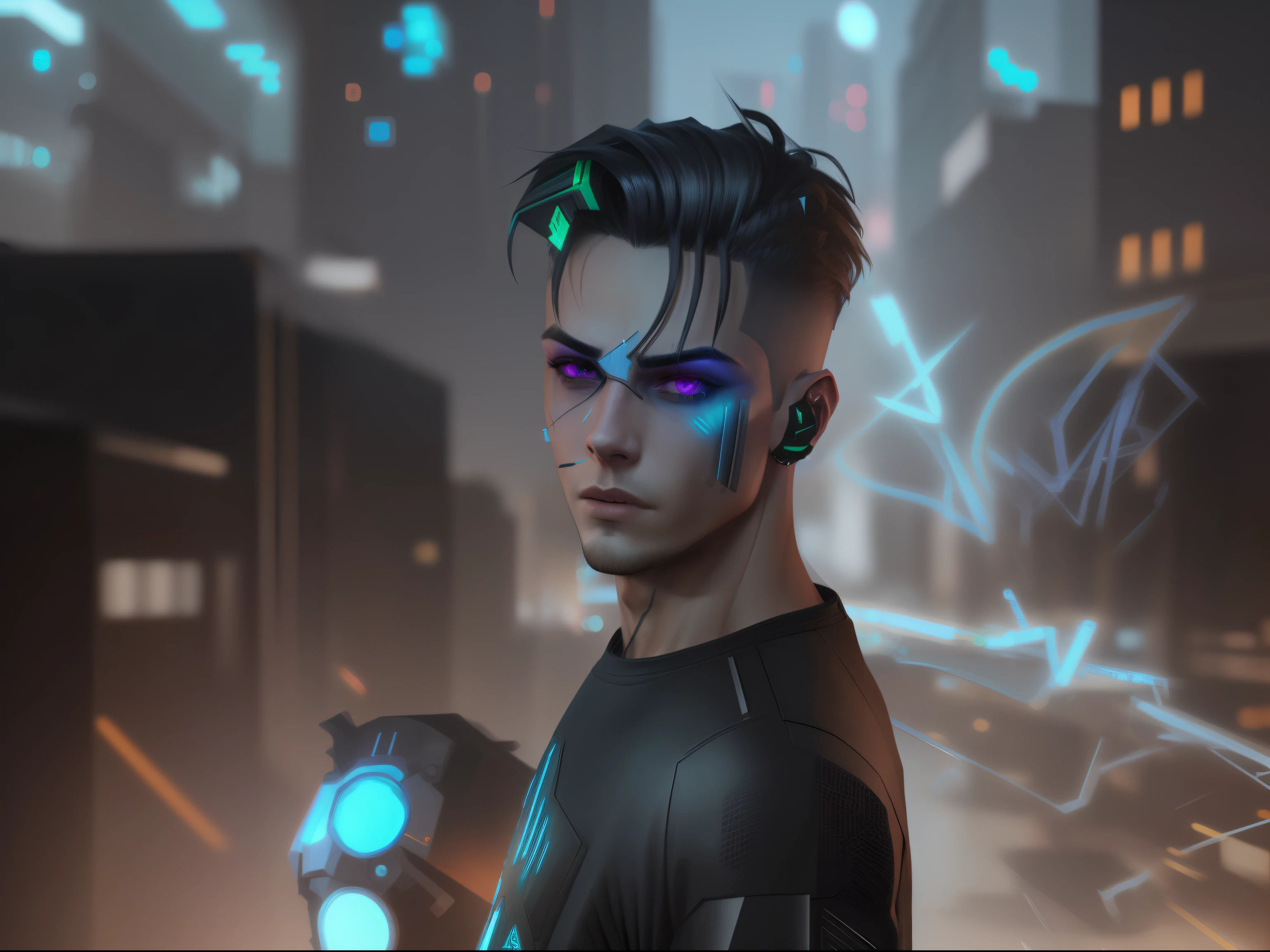 Change background cyberpunk handsome boy, realistic face, 8k, ultra realistic,