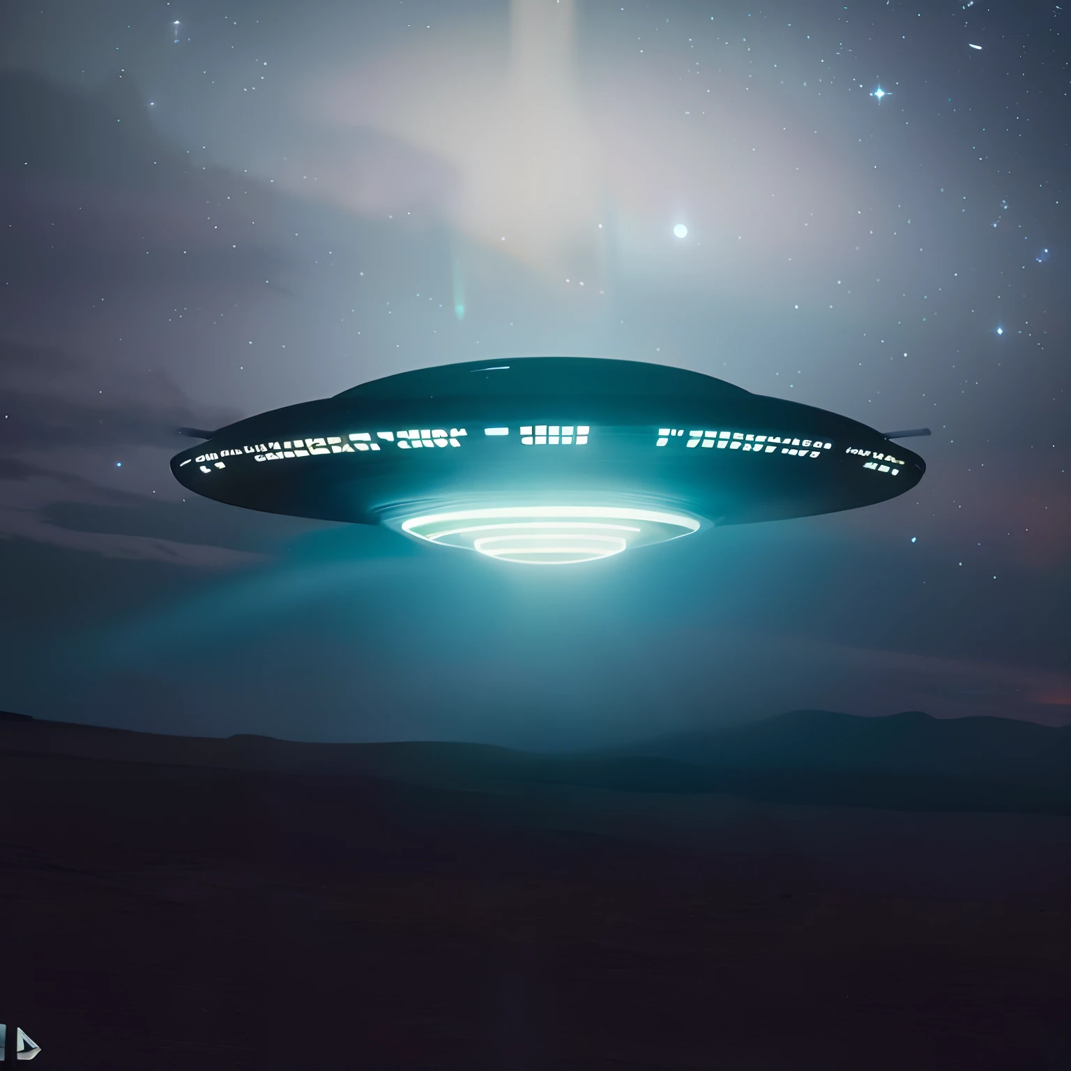 Disco voador arafed no meio de um deserto com luzes acesas, alien mothership in the sky, Pouso de OVNIs, alien spaceship, ufo lighting, alien spaceship in the sky, of a UFO propulsion system, alien mothership, Rapto de OVNIs, ufo aliens, disco voador, ufo in the sky, OVNI, flying saucer in the sky, Ovnis, imagem realista, super detalhada, 8k