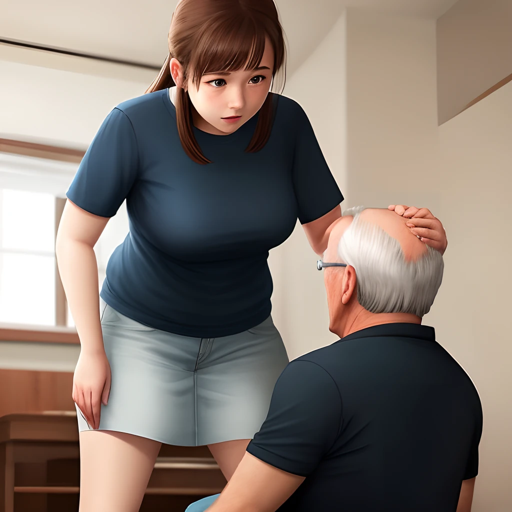 A girl was spanked on her father's lap