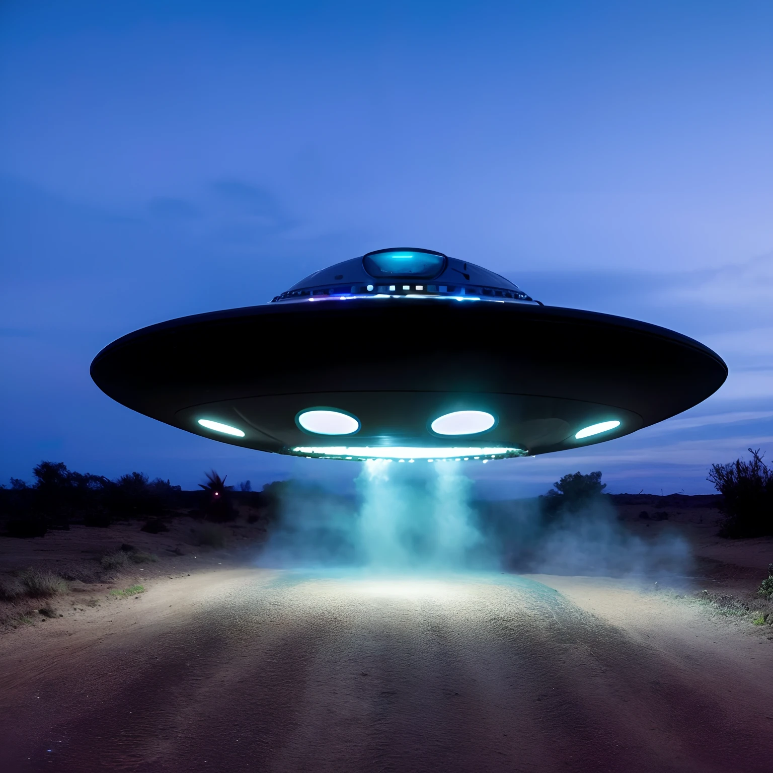 Disco voador arafed no meio de um deserto com luzes acesas, alien mothership in the sky, Pouso de OVNIs, alien spaceship, ufo lighting, alien spaceship in the sky, of a UFO propulsion system, alien mothership, Rapto de OVNIs, ufo aliens, disco voador, ufo in the sky, OVNI, flying saucer in the sky, Ovnis, imagem realista, super detalhada, 8k