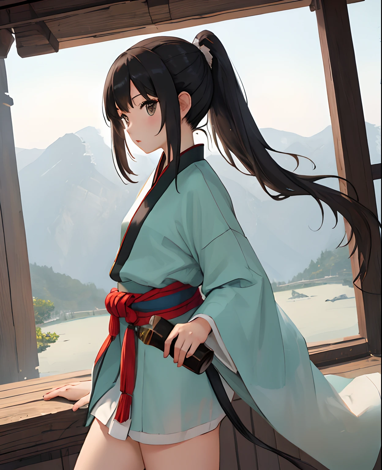 best qualtiy、high_resolution、distinct_image、细致背景、girl with、Has a small、poneyTail