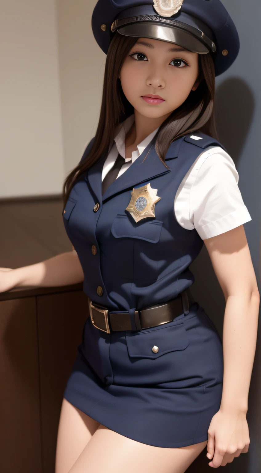 hightquality、masterpiece、ultra res、a beauty girl、cute girl face、police officers、Wearing police officer clothes、full bodyesbian、Famous actresses of Japan、very beautif