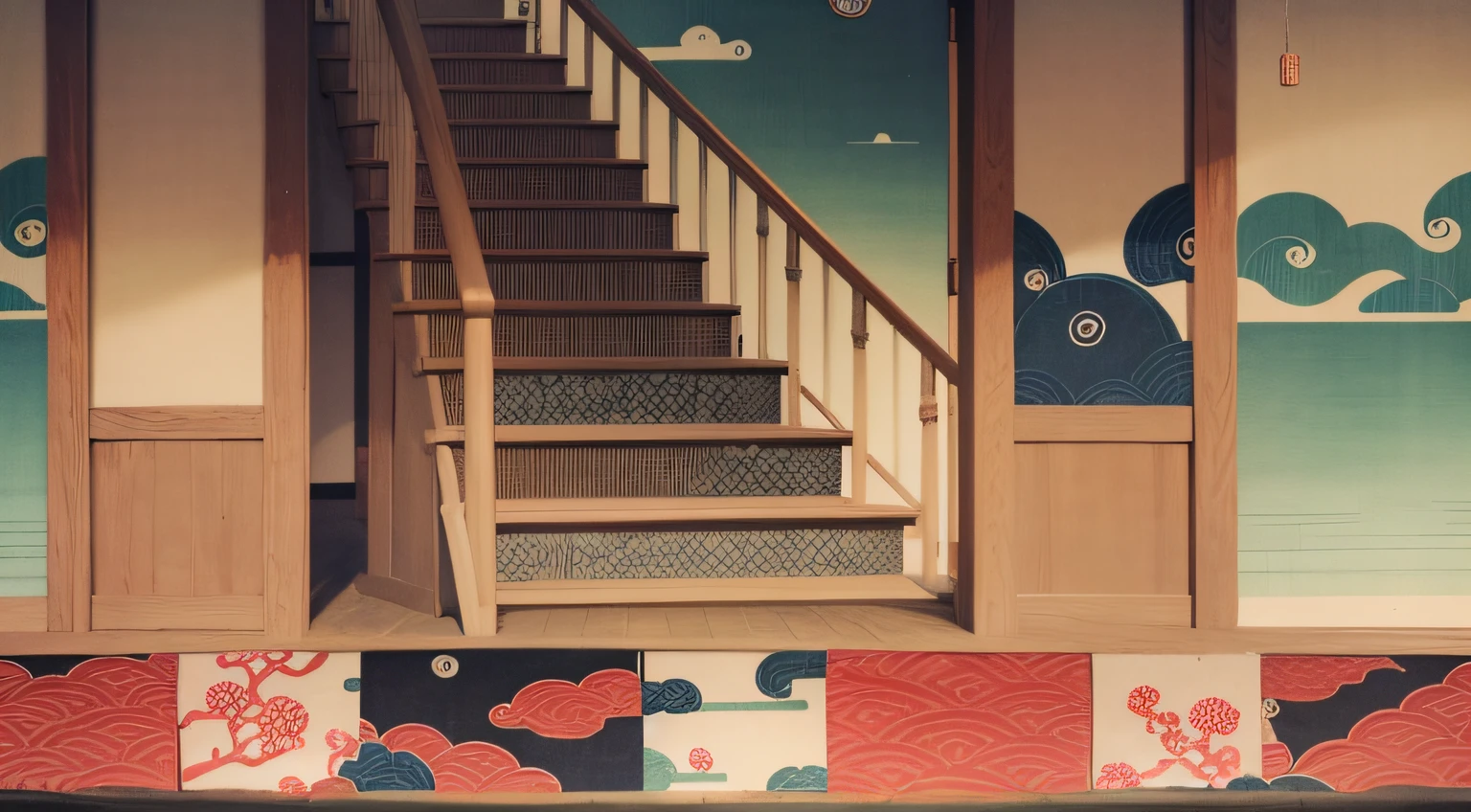 only background, ukiyo-e style