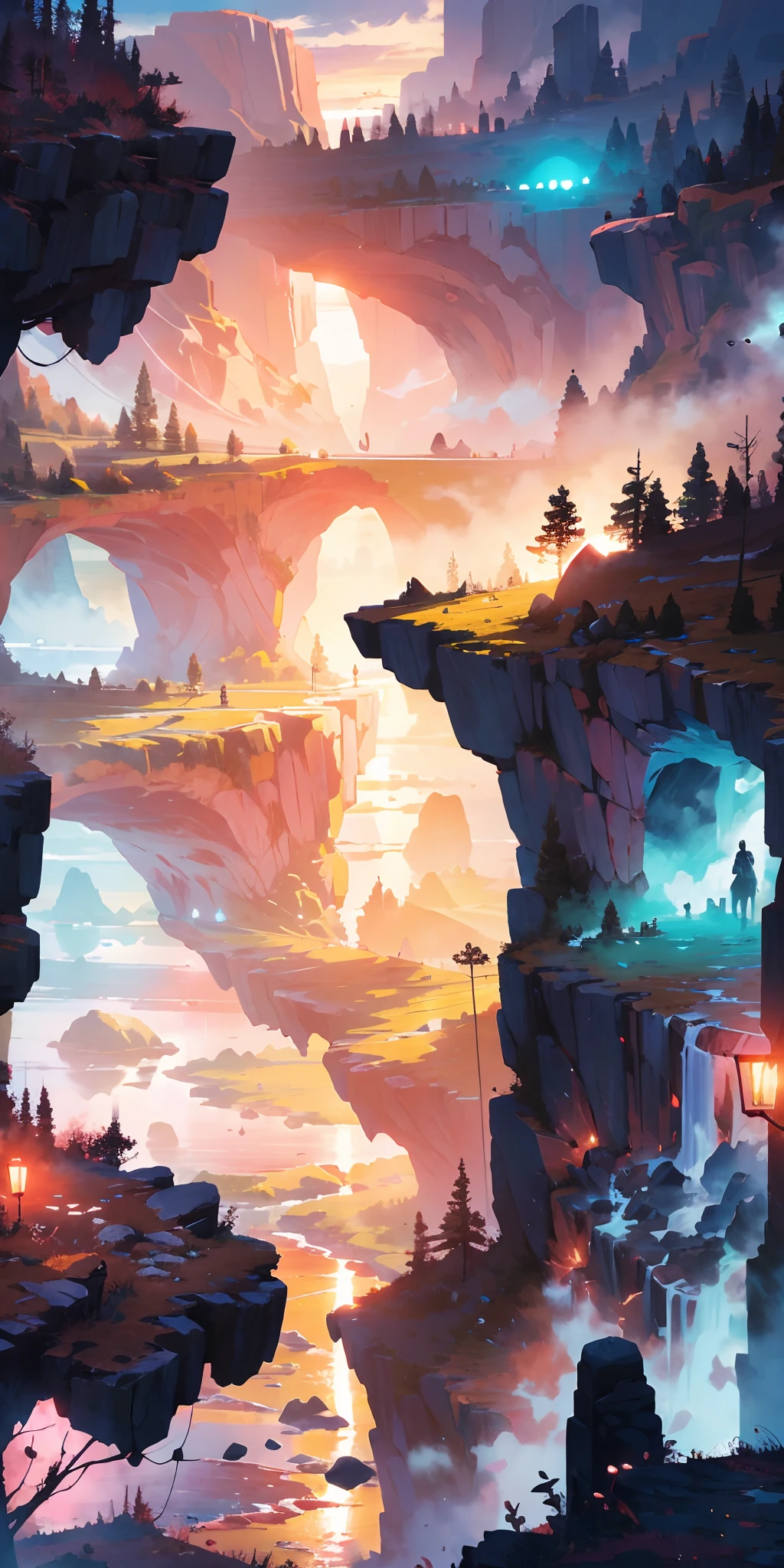 "Captivating sunset scene, vibrant and vivid colors, breathtaking evening glow, picturesque wide-angle view, meticulously captured with high-definition clarity and a touch of naturalistic style."