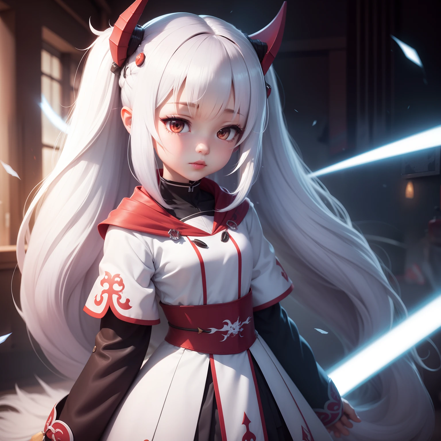 White dragon girl hair,thunder,syuro