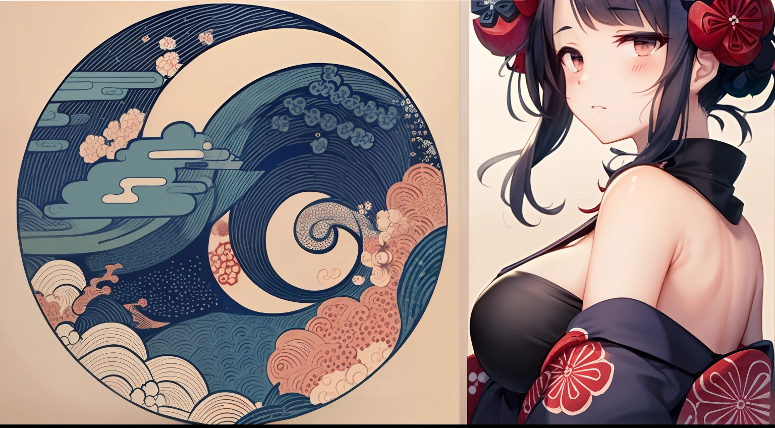 only background, Hokusai style