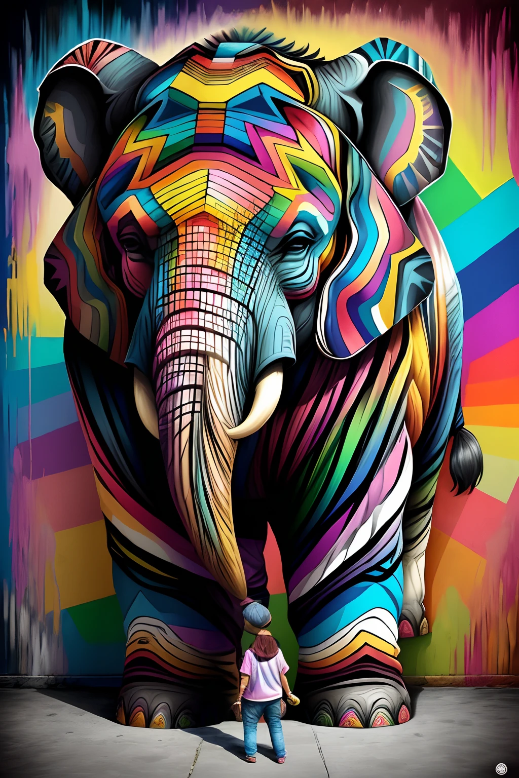 ((ELEFANTE FORTE E DETALHADO CORPO INTEIRO ), ,, Eduardo Kobra acolchoamento ,multidimensional geometric wall PORTRAIT, arte, Chibi,
Yang08k, lindo, Colouring,
Primary works, qualidade superior, melhor qualidade, Arte Oficial, Beautiful and Aesthetic,