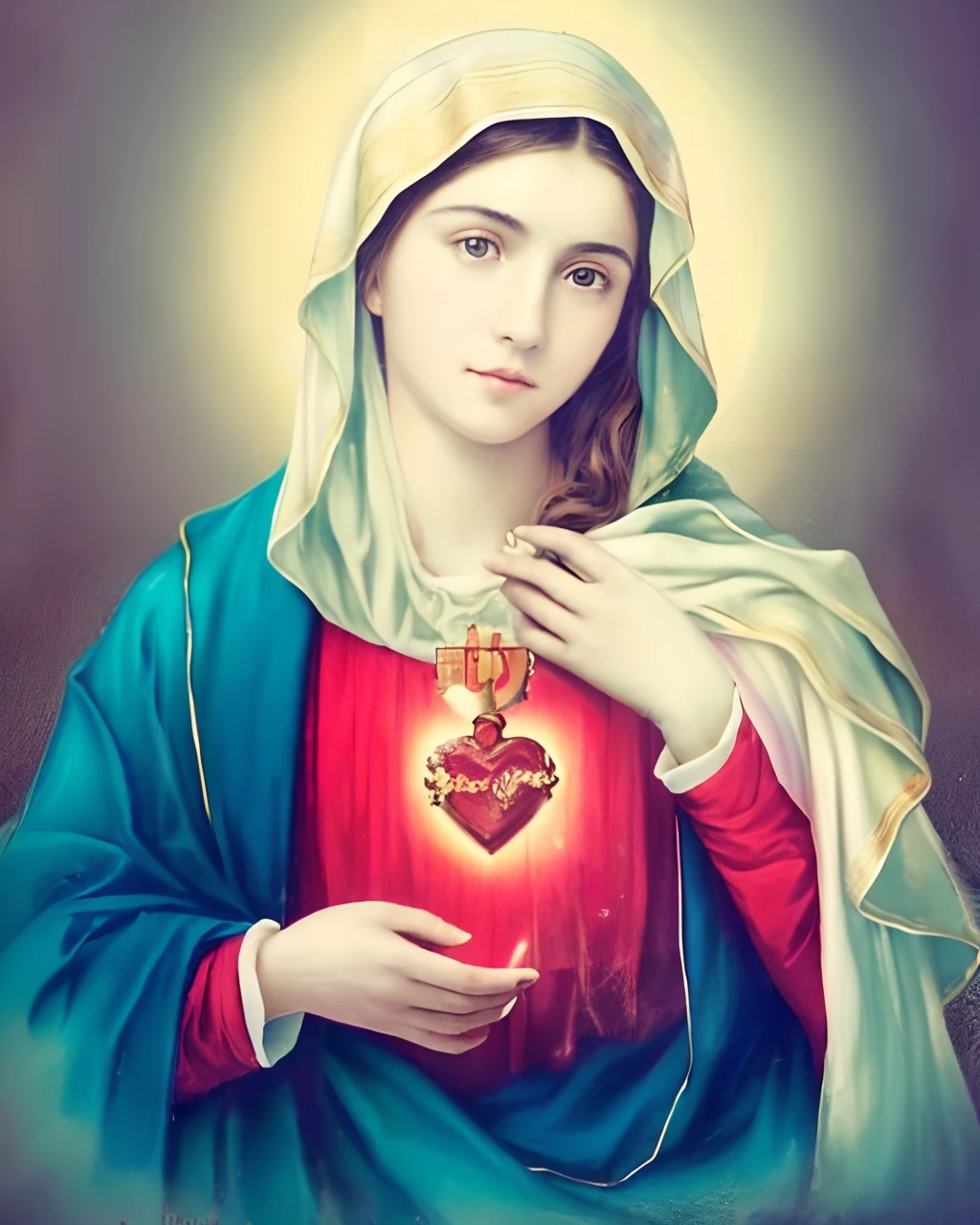 (((Saint Virgin Mary. 19 years old))) ((( Con una cara seria y piadosa. Con una mirada dulce y tierna))) (obra maestra, calidad superior, mejor calidad, arte oficial, beautiful and aesthetic: 1.2), (1girl), extremadamente detallado, (Arte fractal: 1.3), colorido, highest detailed, Cara perfecta, parte superior del cuerpo, HDR, (orando: 1.3), (golden lines of white coat: 1.2), galaxia, (rayas de luz), eye-catching visuals, (dynamic stripes, senderos luminosos: 1.2), colores vibrantes,