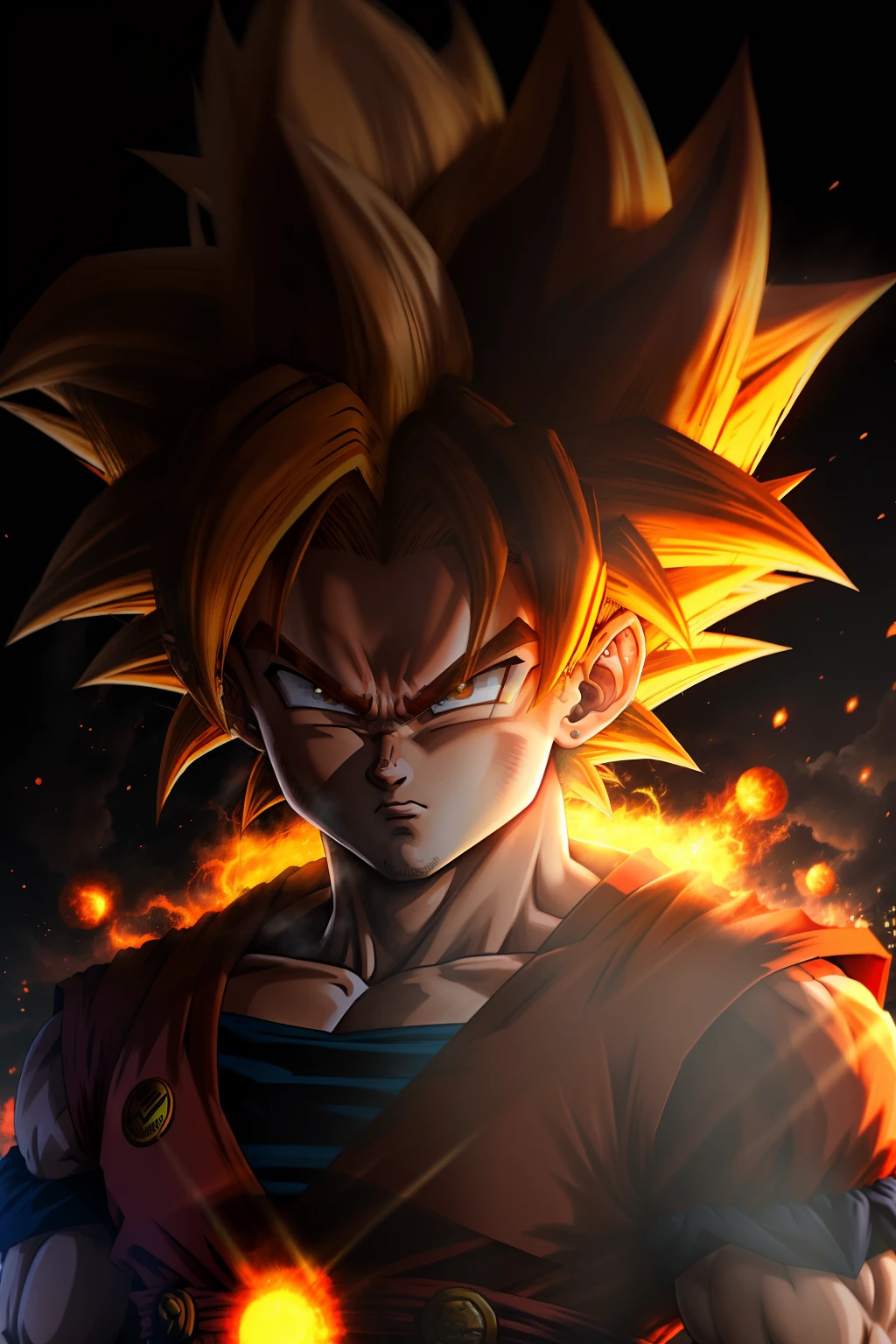obra prima, melhor qualidade, goku com cara de gato super saiyan, cabelo azul claro