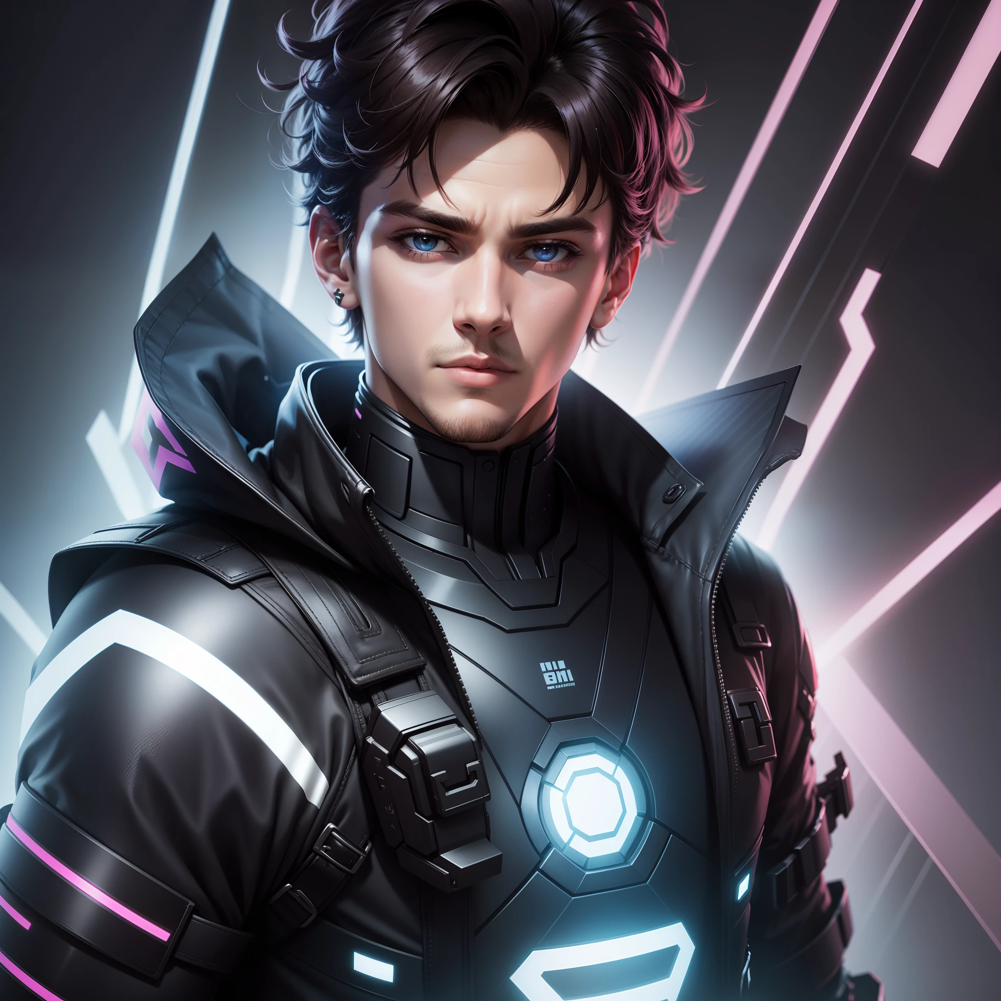 Change background cyberPank realistic handsome boy ultra realistic