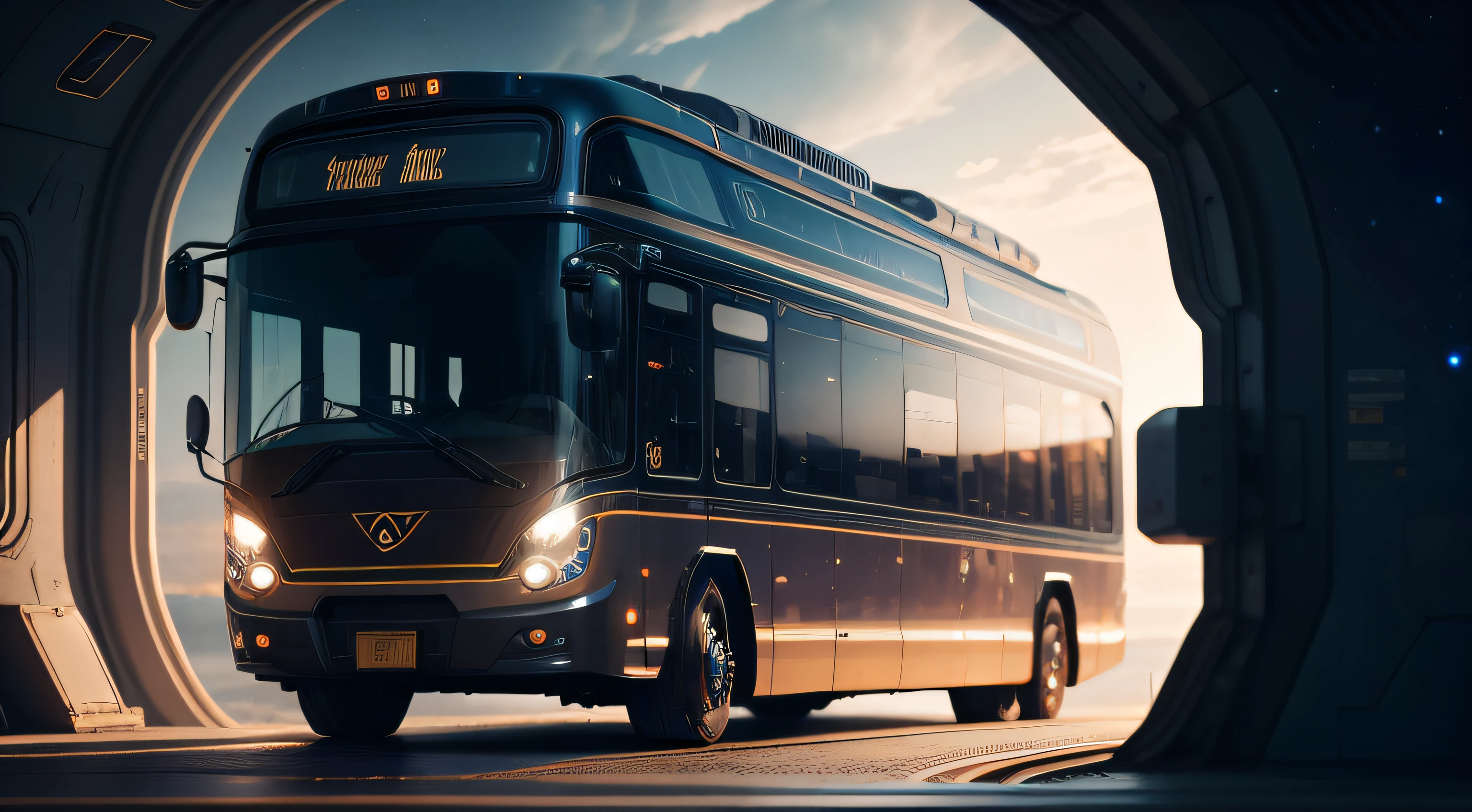 Space bus, Intricate details, Magnificent, Cinematic, high resolution, 4K