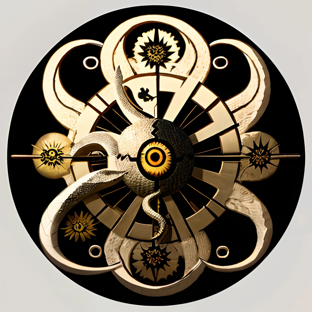 Sheep's head, snake body, dragon's tail, one-eyed cross+two suns