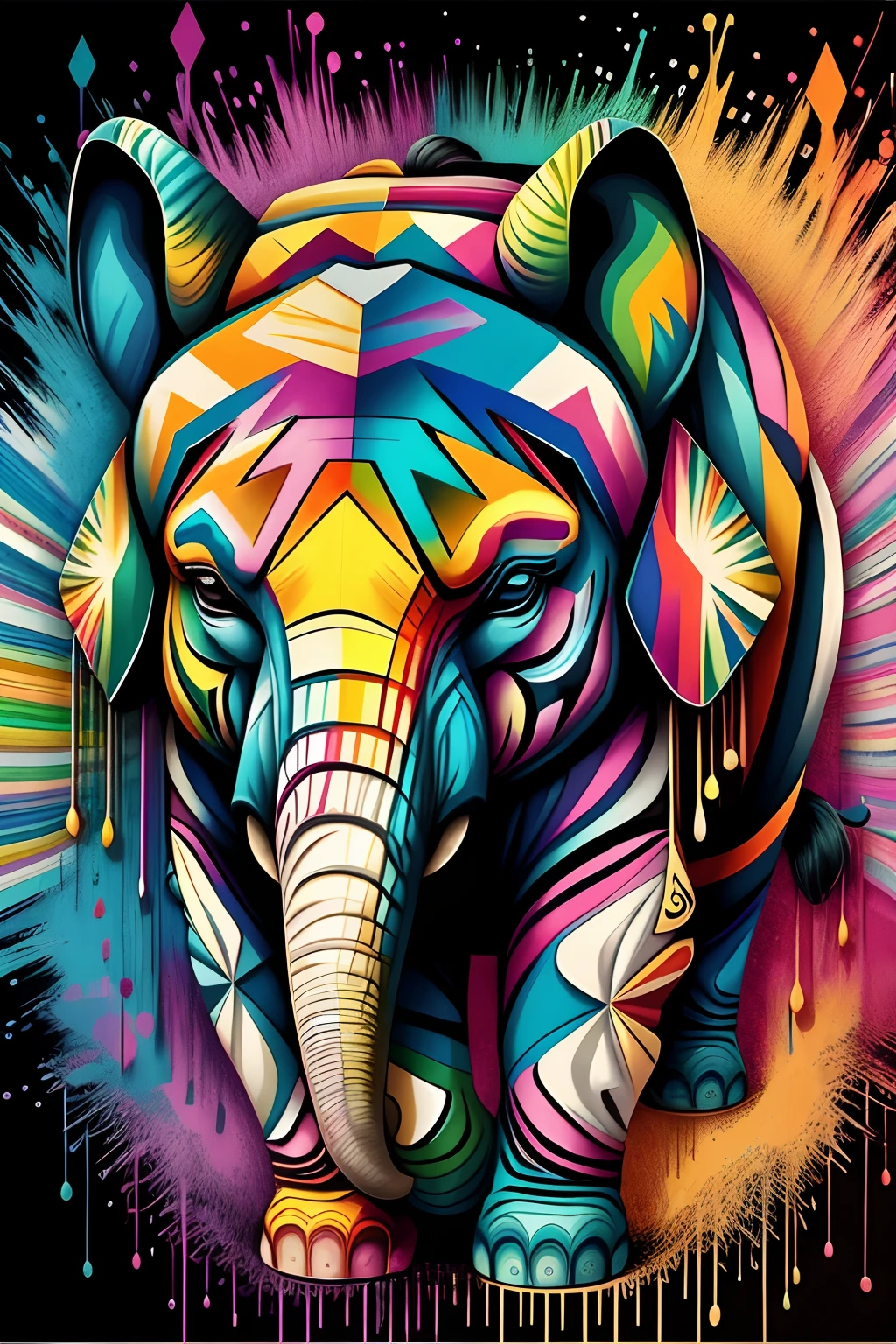 ELEFANTE FORTE E IMPONENTE ,ULTRA REALISTA ), Eduardo Kobra acolchoamento ,multidimensional geometric PORTRAIT wall, arte, chibi,
yang08k, lindo, colorido,
obras-primas, qualidade superior, melhor qualidade, arte oficial, beautiful and aesthetic,