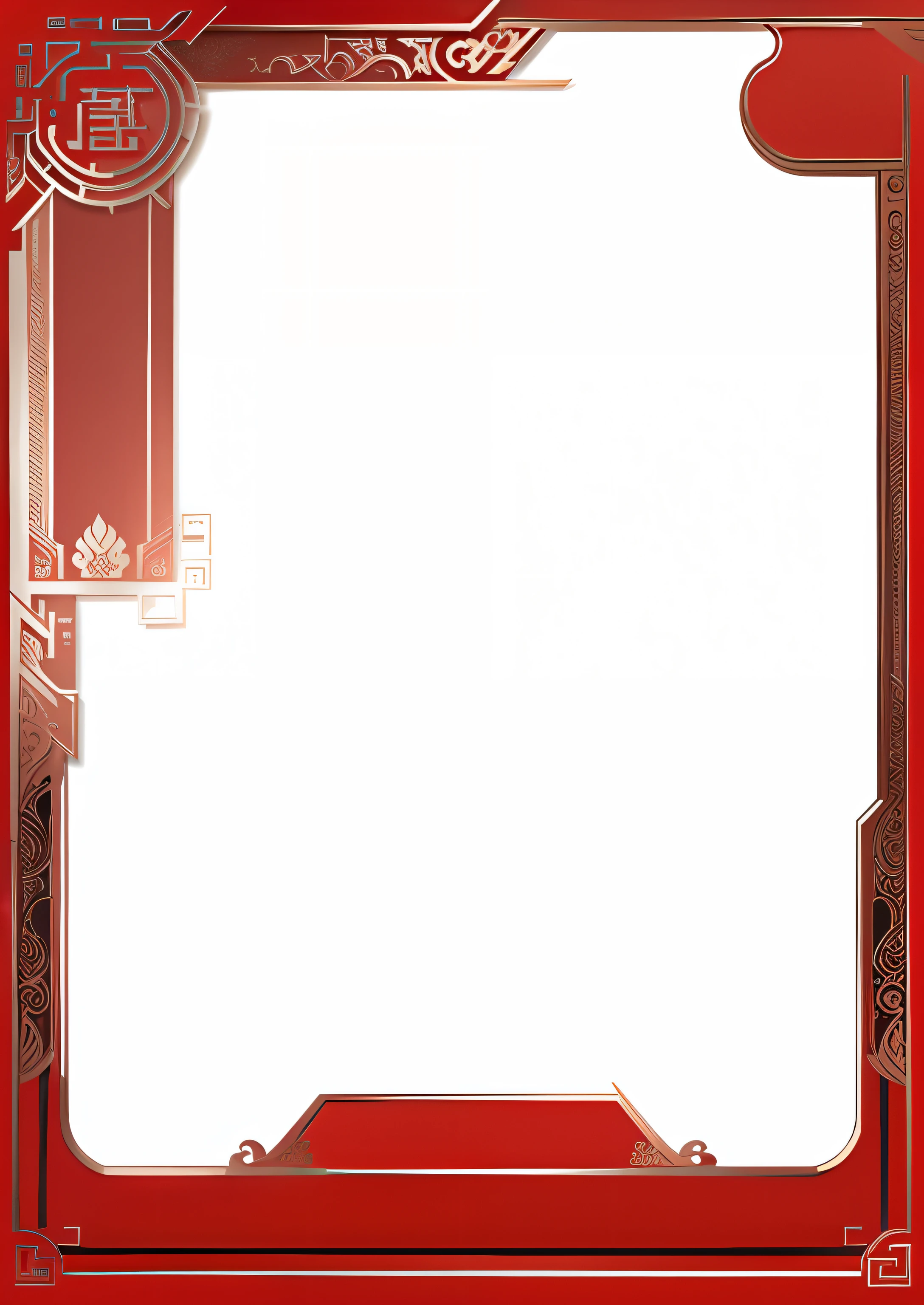 Minimalist style，Gradient red frame with close-up with Chinese design, Background(Solid), scarlet background, Minimalist border + concept-art, background art deco palace, ballroom background, game overlay, Art Nouveau background, fairy tale style background, , Card frame, , inside stylized border, random background scene, Temple background, ornate border frame, Empty background，Auspicious clouds，gradient colors