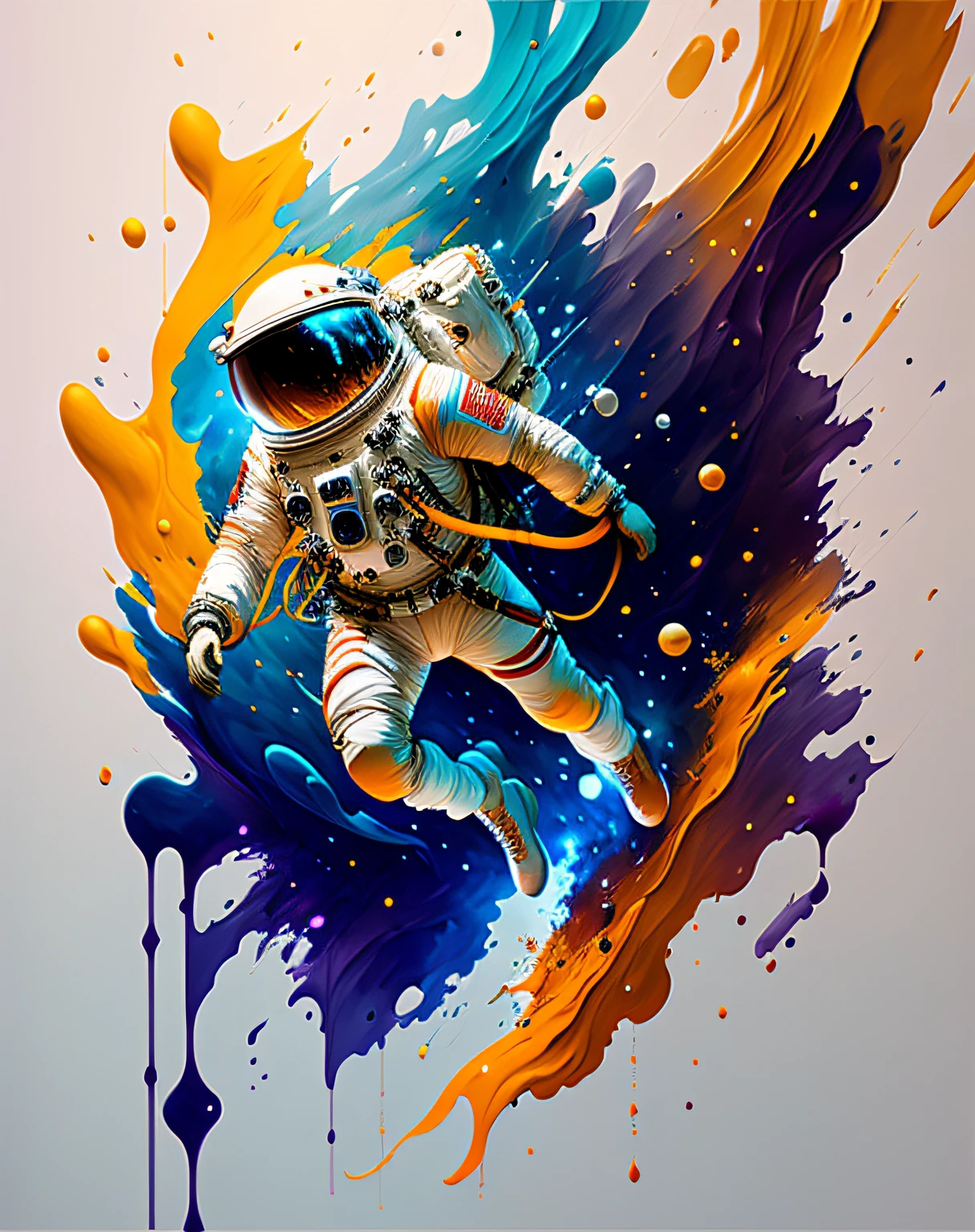The astronaut, climbing the asteroid, Character rendering, super high-quality model, ethereal background, Abstract beauty, explosive volume, oil painted, Heavy strokes, paint drips，4k，