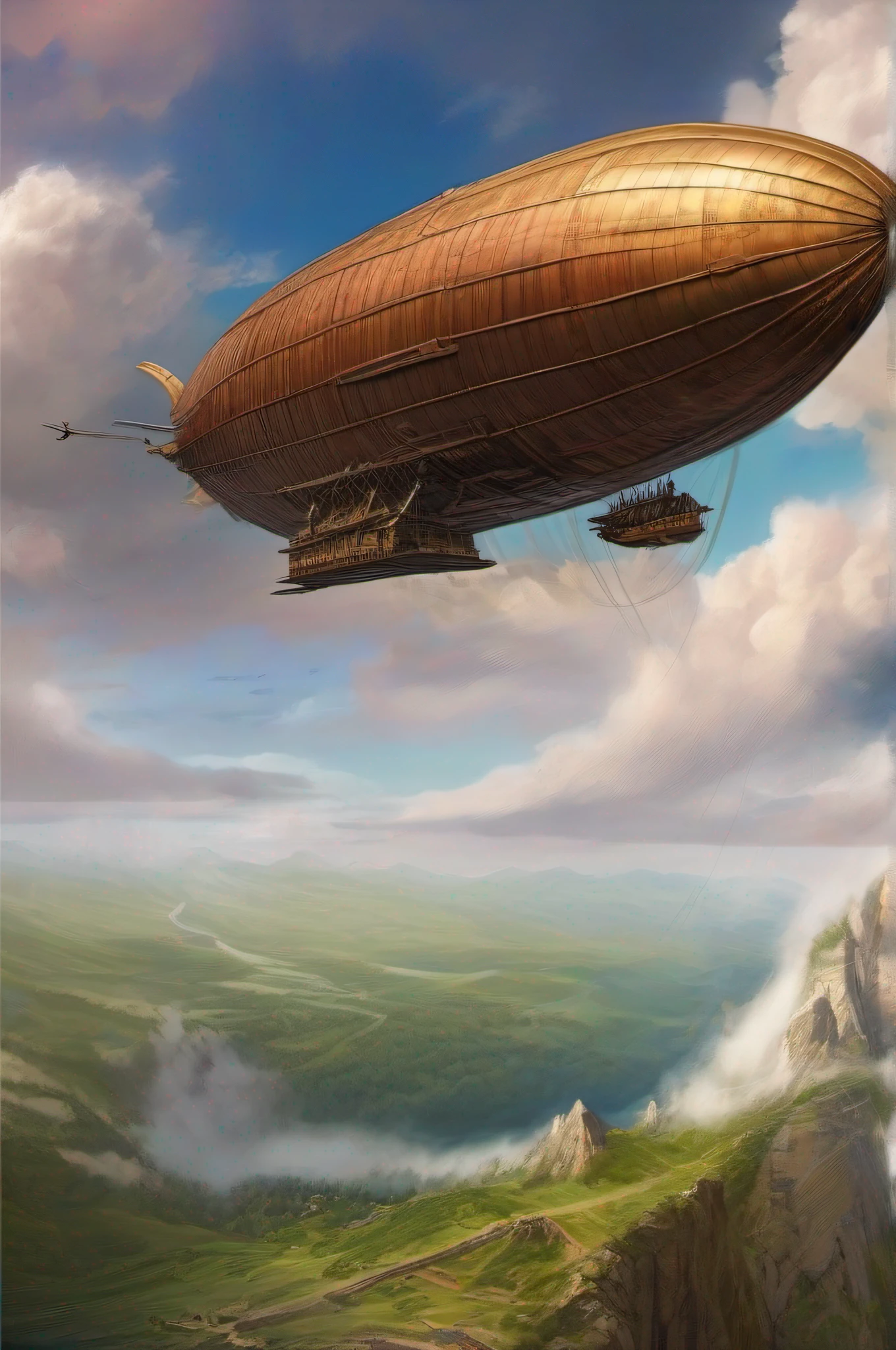 giant flying airship at high altitude