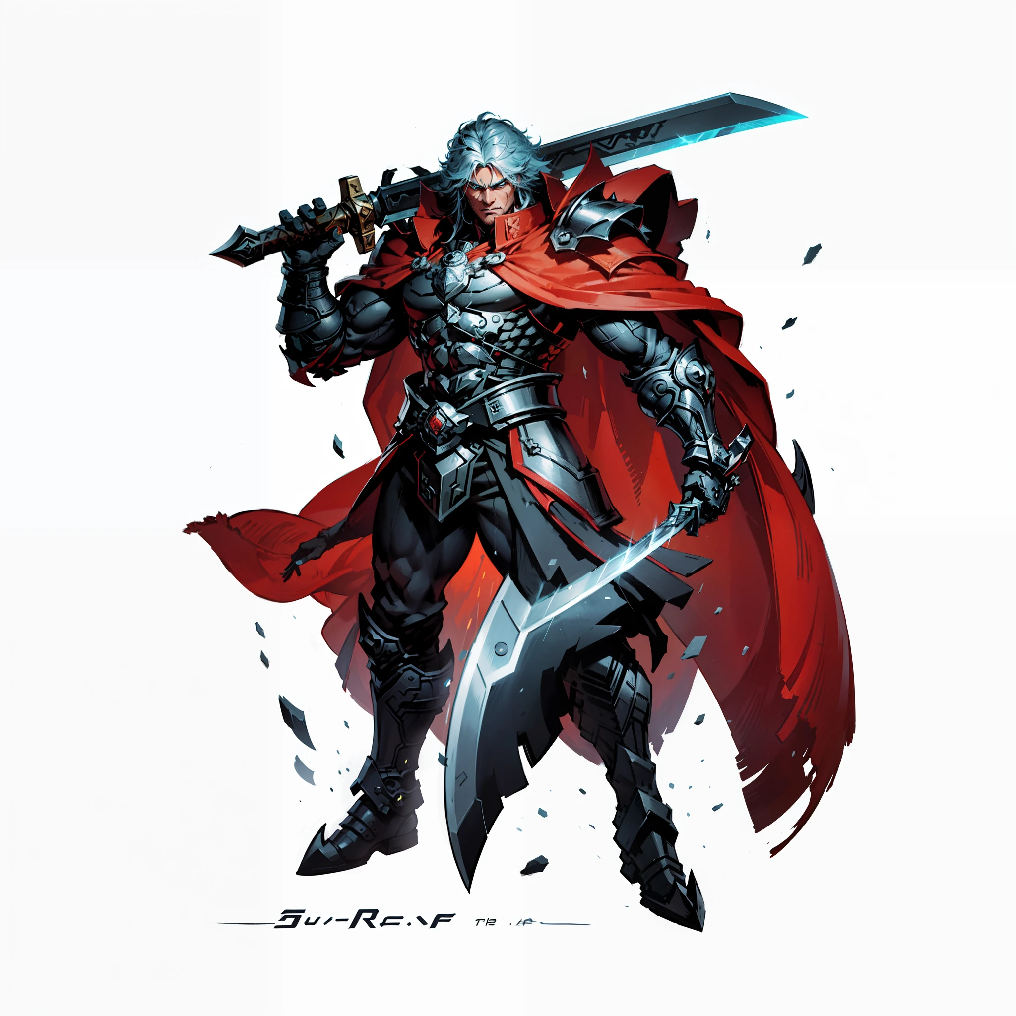 which are full of confidence, Strong will, Subtle manga-style smile, Sharp eye details, Neon Color Angle Bob, Slender figure, Vargan Zephyrus, A fierce and unstoppable warrior, With a muscular physique that seems to defy all barriers. Wield a giant sword, Shine with energy and power, His stance is strong、Resolute, Ready to cut through anything in his path. His eyes are full of unbreakable determination, And his face shows traces of a knowing smile. His armor is intricately designed, With a symbol of strength and victory. His movements seem unstoppable, Untamed power. His sword is as big as his own, Etched with runes、It shines with a mysterious aura. His hair is wild and untouched, Flows with the wind as if connected to his spirit itself. The background reflects the battlefield, Full of echoes of his victory. His very existence is a testament to his name, Unstoppable power. {{huge sword:1.6}}, {{muscular build:1.8}}, [[Huge armor:1.4]], in a dynamic pose, Full body, High resolution, 4k画质, japanese manga style.