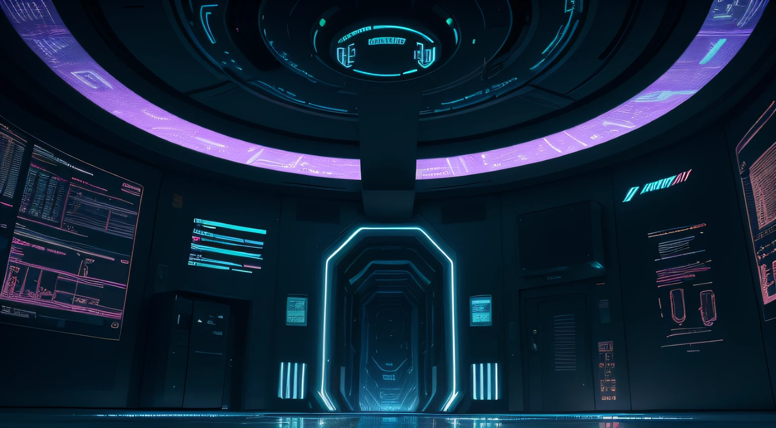 A hidden underground lair illuminated by the eerie glow of monitors and holographic displays, hackers hunched over sleek terminals, cables snaking across the floor, walls adorned with intricate circuitry patterns, a tense and secretive ambiance, Sculpture, mixed media with LED lights, --ar 16:9 --v 5