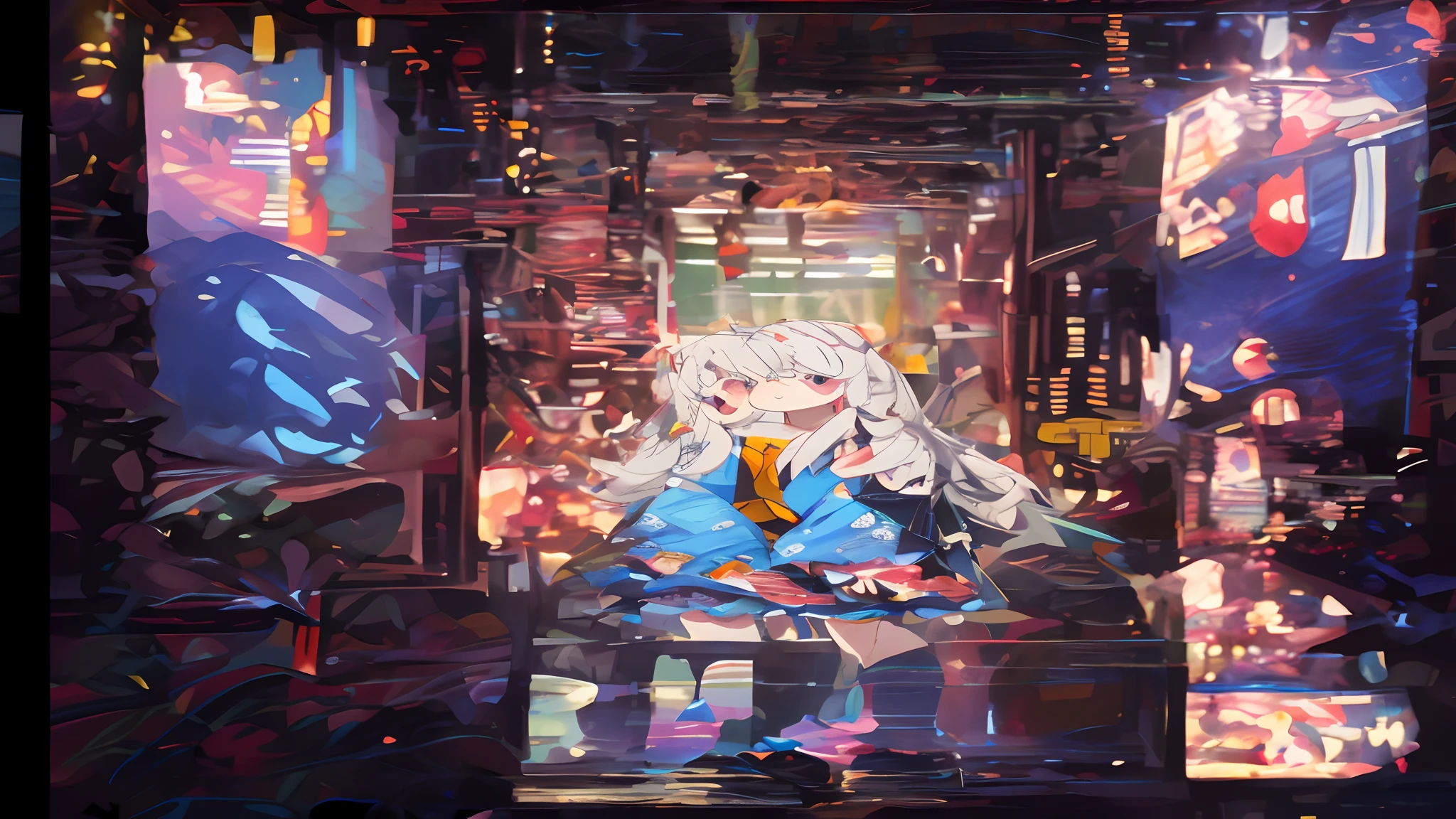 (tmasterpiece:1.2),best qualtiy,MIDJOURNEY,1girll,独奏,long whitr hair,whaite hair,looking at viewert,longer sleeves,black color dress,shift dresses,Own hands together,ahoge,Very long hair,The shirt,By bangs,red hair,hair adornments,Heterochromatic,O cabelo multicolorido,pointy ears,Purple eye,white backgrounid,White color blouse,Keep one's mouth shut