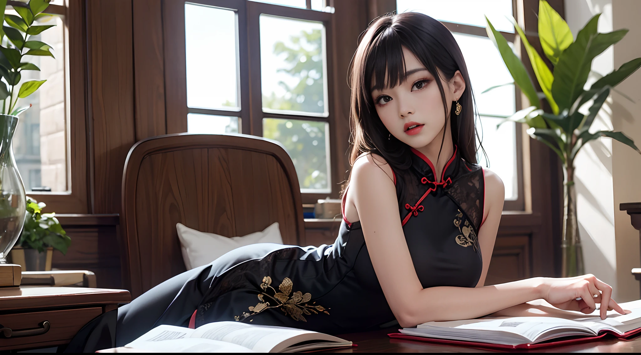 Private Secretary,Black cheongsam