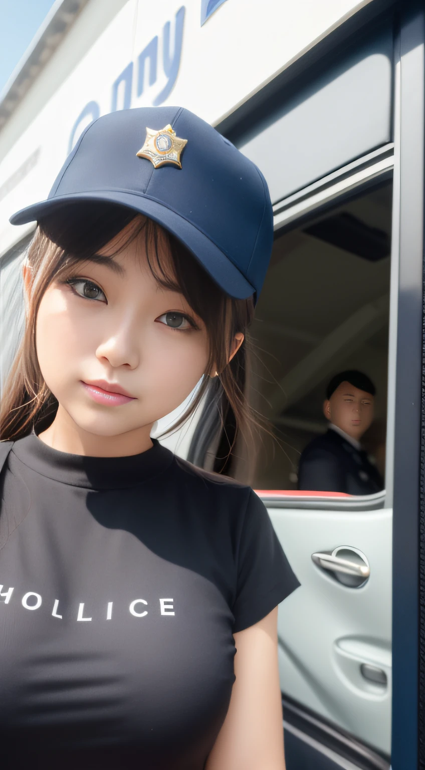 hightquality、masterpiece、ultra res、a beauty girl、cute girl face、police officers、Wearing police officer clothes、full bodyesbian、Famous actresses of Japan、very beautif