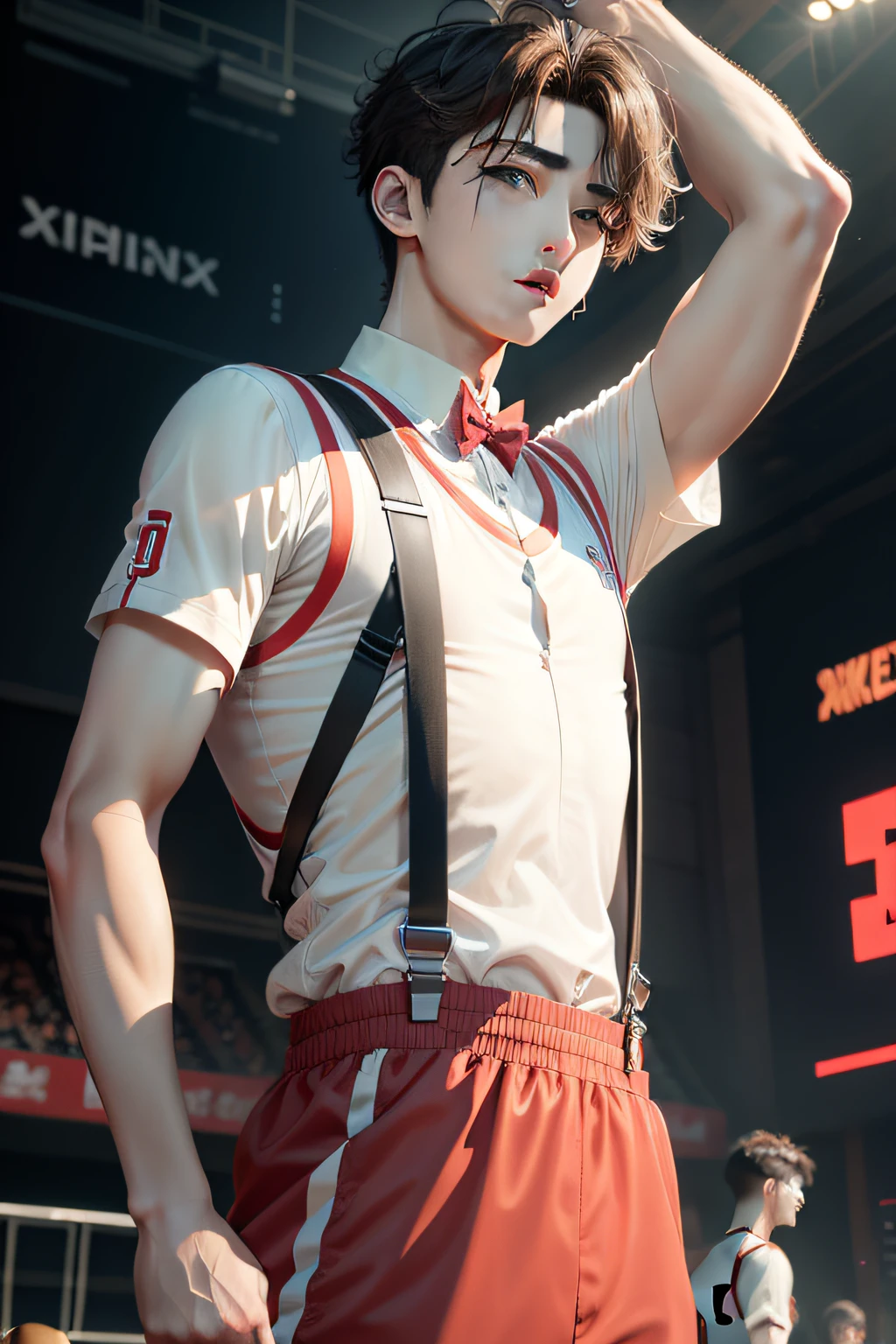 Cai Xukun's，Playing the Basketball，Split head，Suspenders，A male god