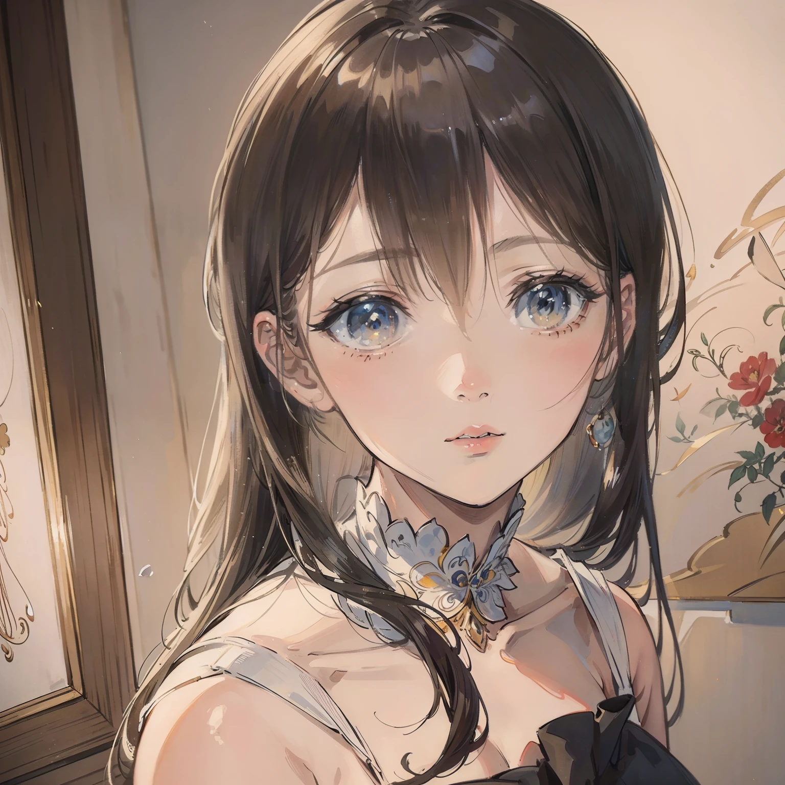 A CG masterpiece of masterpieces, Excellent quality, Highly delicate and beautiful, Ultra-clear finishing, Best Painting, Ultra-high sharpness, Flowing painting style, Soft lighting effects, very refined, illustration, Delicate facial expressions, cabelos preto e longos