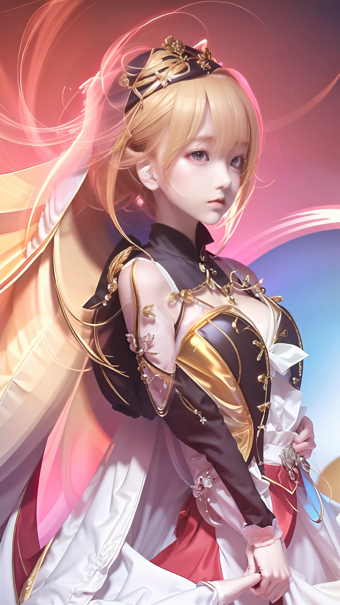 1 girl, short hair, gold hair, use red round cap, use rounded glasses, white servant dress, ultra details, ultra high res, 8k, realistic,