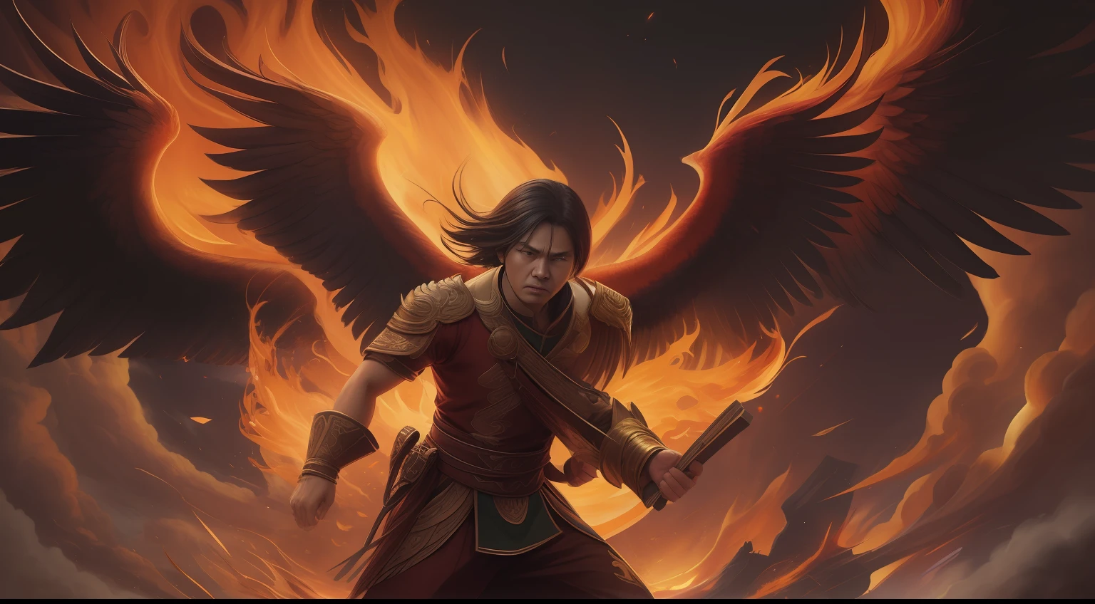 setumpuk debu tertiup angin menjelma menjadi phoenix berapi