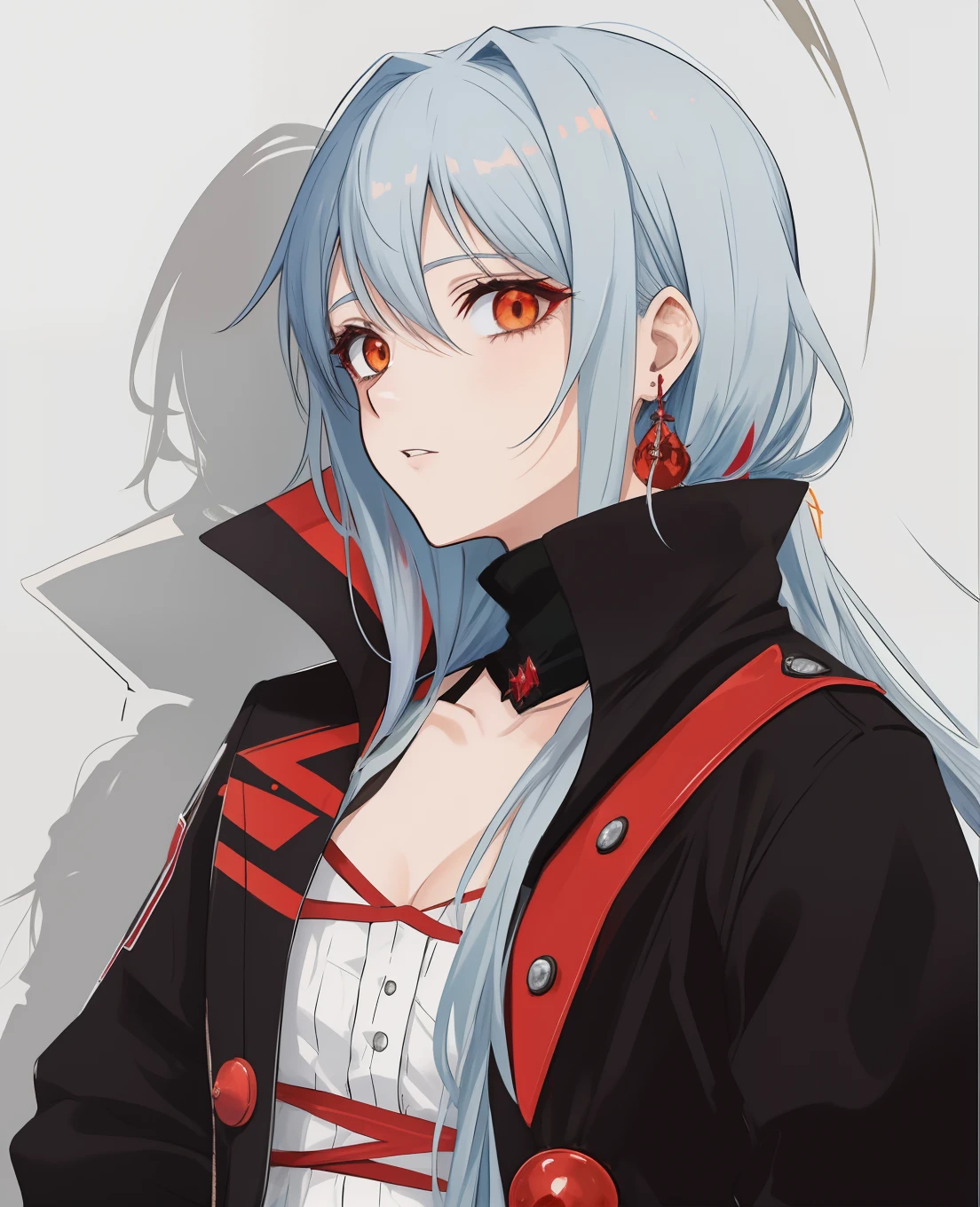  anime com cabelo vermelho curto, cabelo vermelho, red hair, cabelo ruivo, orange hair e jaqueta vermelha e preta, Gapmoe Yander, Gapmoe Yandere Grimdark, Retrato Gapmoe Yandere Grimdark, [[[[sorrindo malvado]]]], Yandere, como um personagem de anime, personagem de anime, Gatilho Estilo de Arte de Anime, personagem estilo anime, cicatriz vermelha no olho