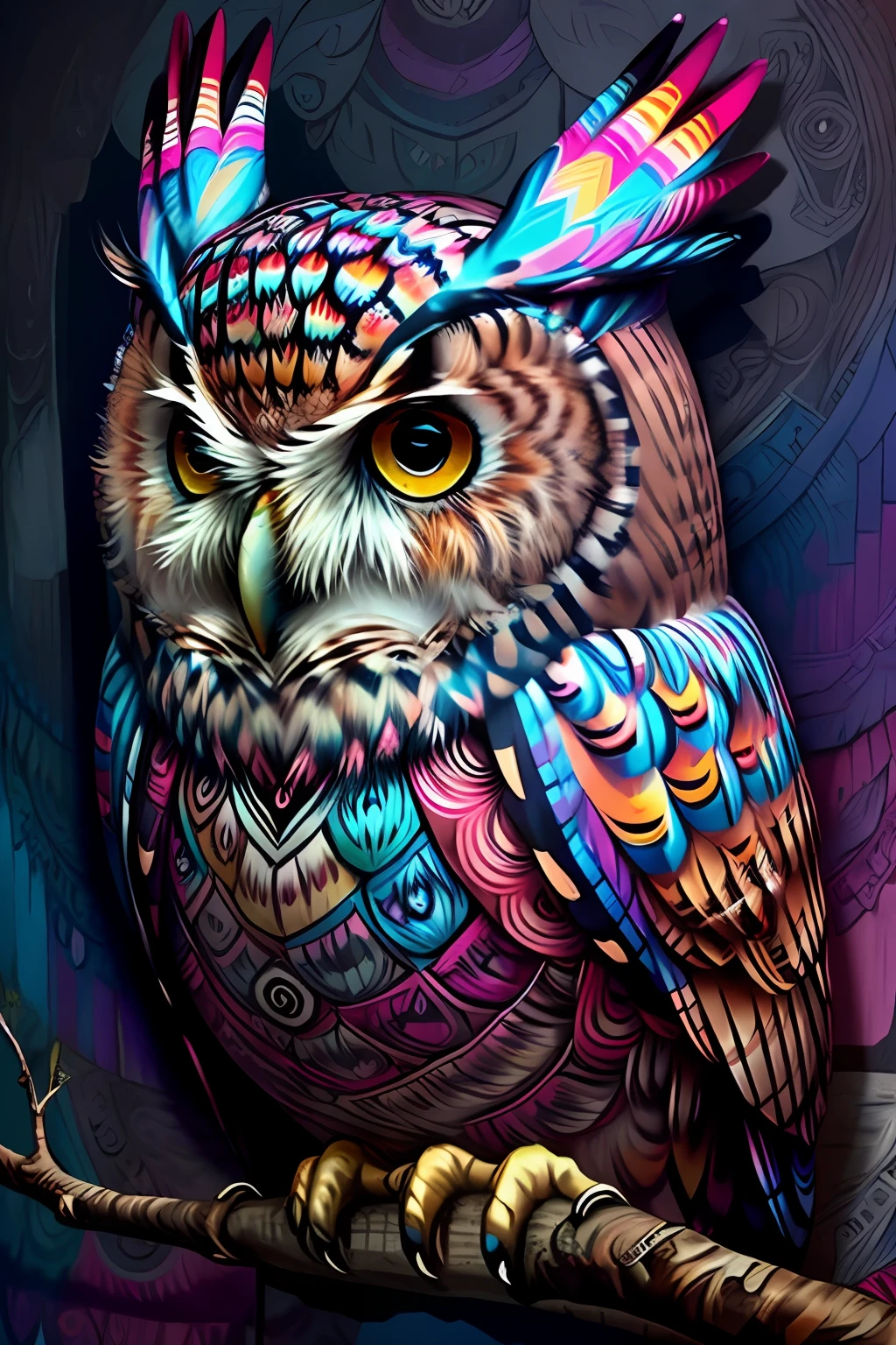(AN OWL WITH VERY DETAILED EYES IN OBSERVATION ), Eduardo Kobra acolchoamento ,Multidimensional geometric wall, arte, Chibi,
Yang08k, lindo, Colouring,
Primary works, qualidade superior, melhor qualidade, Arte Oficial, Beautiful and Aesthetic, 64 mil