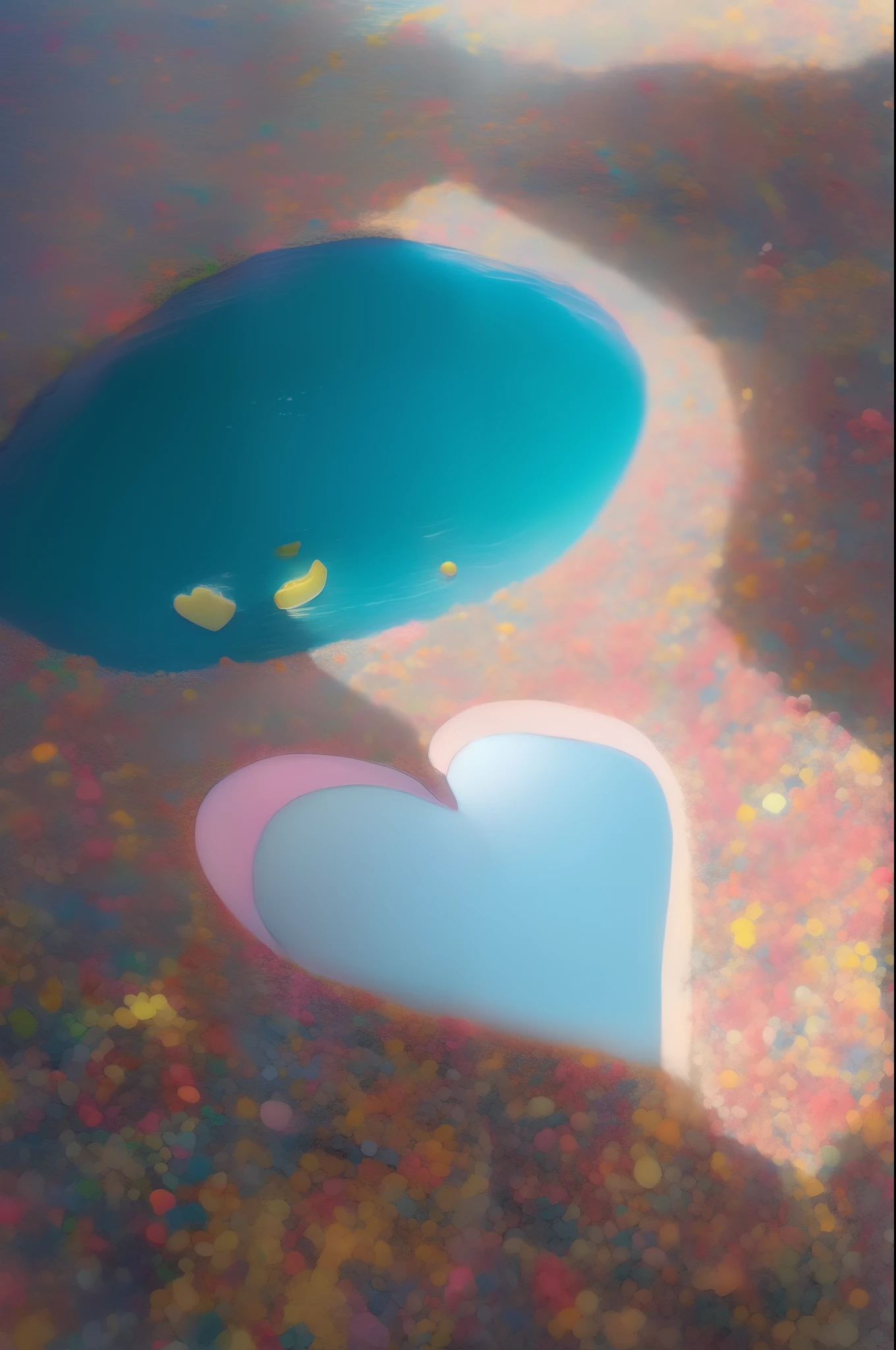 Heart-shaped stone，the sea，Skysky