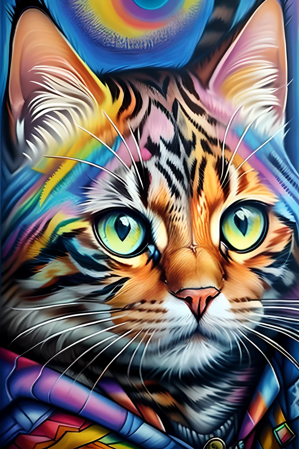 (A CAT WITH VERY DETAILED EYES IN OBSERVATION ),  Eduardo Kobra acolchoamento ,Multidimensional geometric wall, arte, Chibi,
Yang08k, lindo, Colouring,
Primary works, qualidade superior, melhor qualidade, Arte Oficial, Beautiful and Aesthetic, 128k